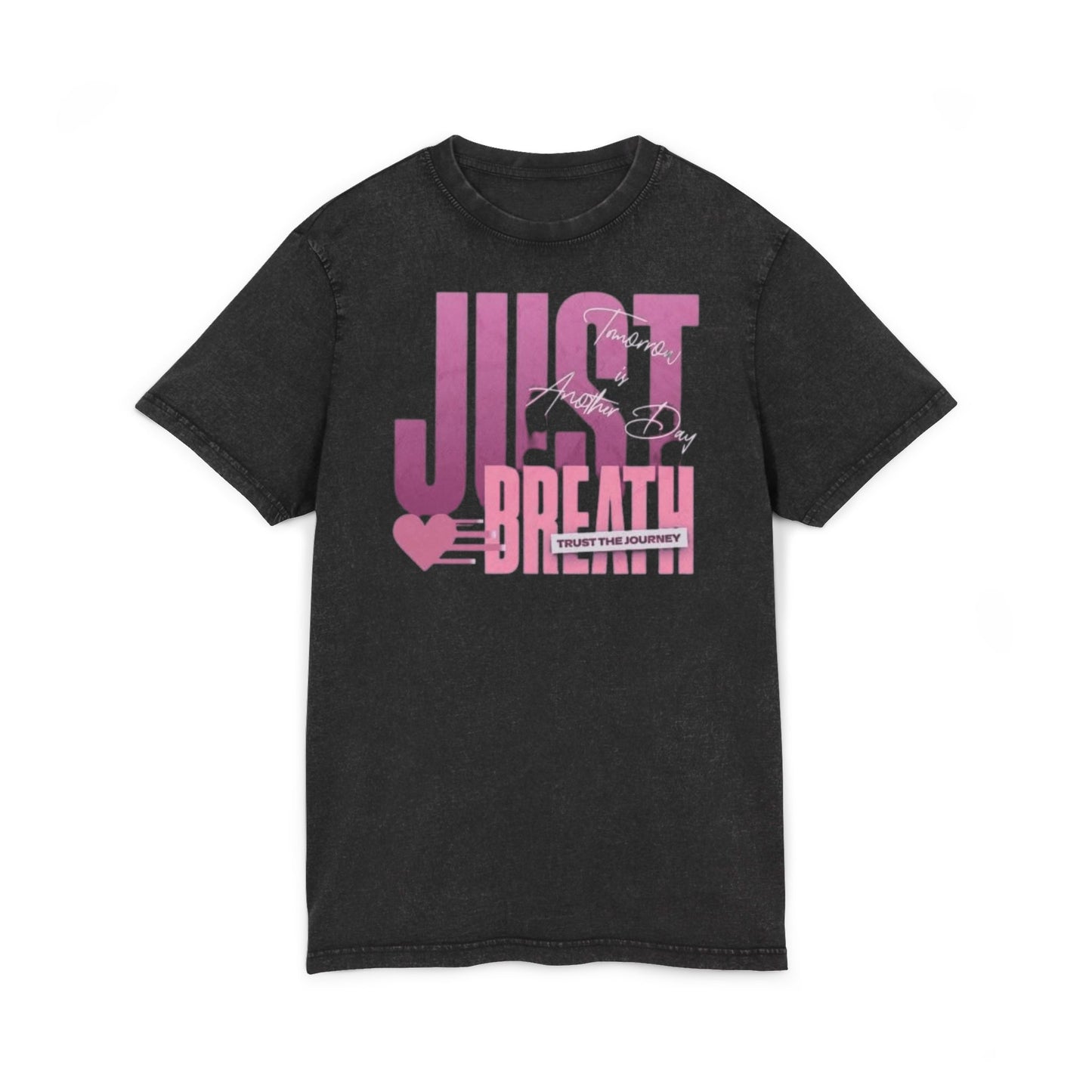 Just Breathe Acid-Wash Tee  Relaxed Pink Graphic T-Shirt
