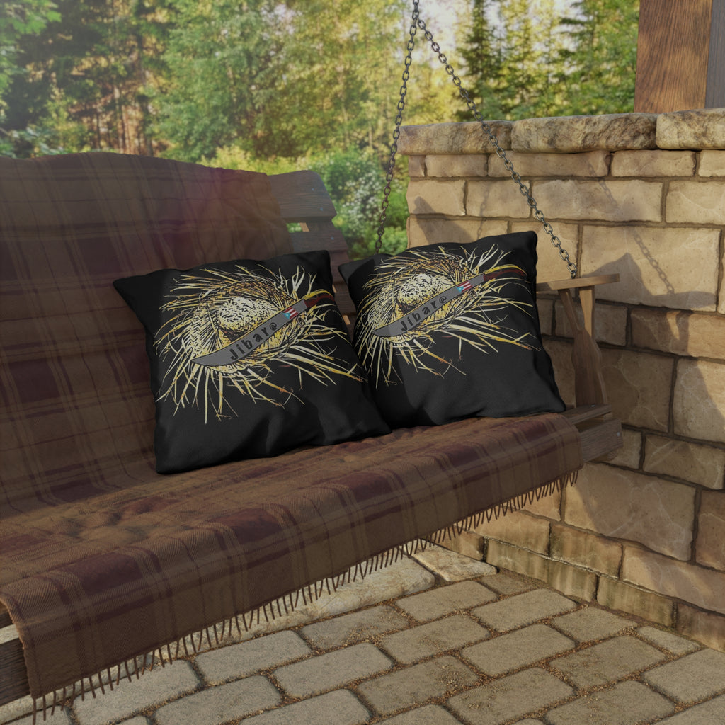 Puerto Rico Culture Pillow Outdoor Pillow – Rustic Straw Hat & Machete Design (Jibaro)