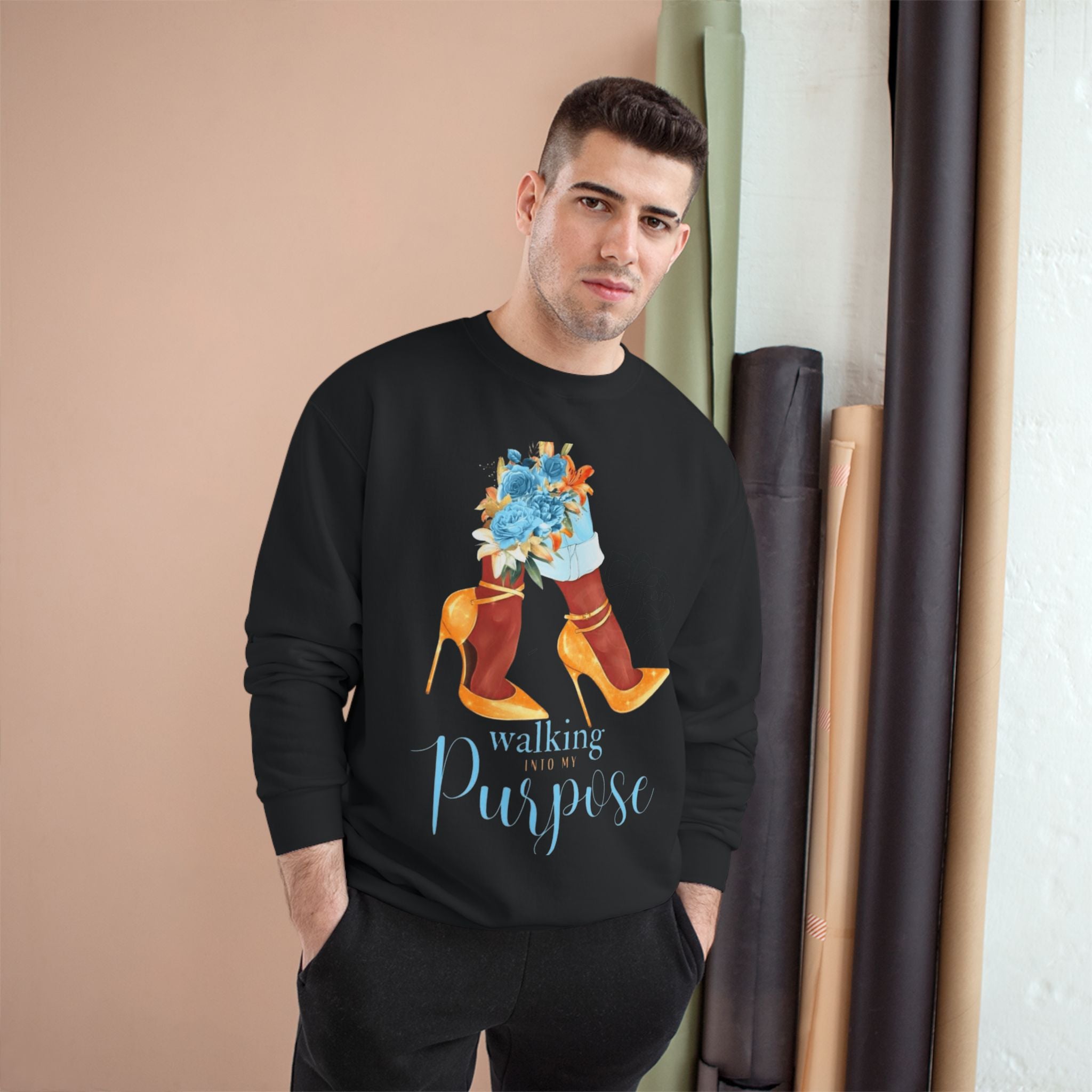 Walking with Purpose Sweatshirt  Floral Heels Inspirational Crewneck