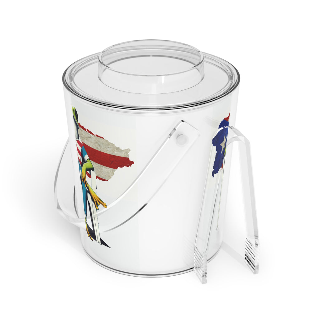 Puerto Rico Frog Patriotic Ice Bucket with Tongs Tropical Island Party Cooler hielera puerto rico