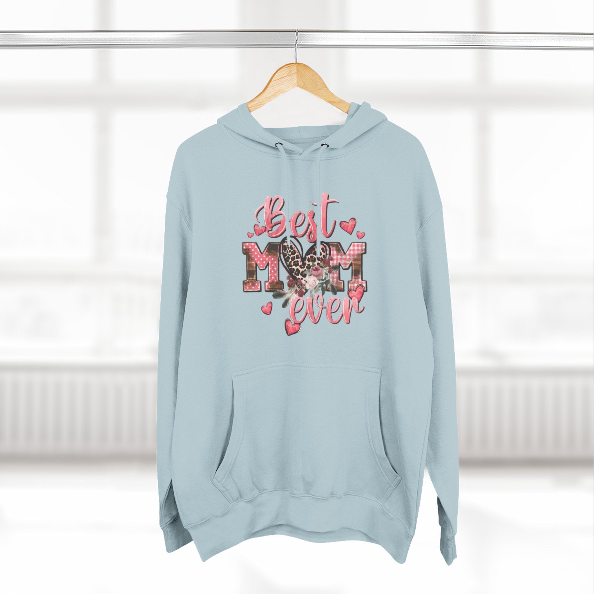 Best Mom Ever Hoodie  Leopard Heart Mother's Day Pullover