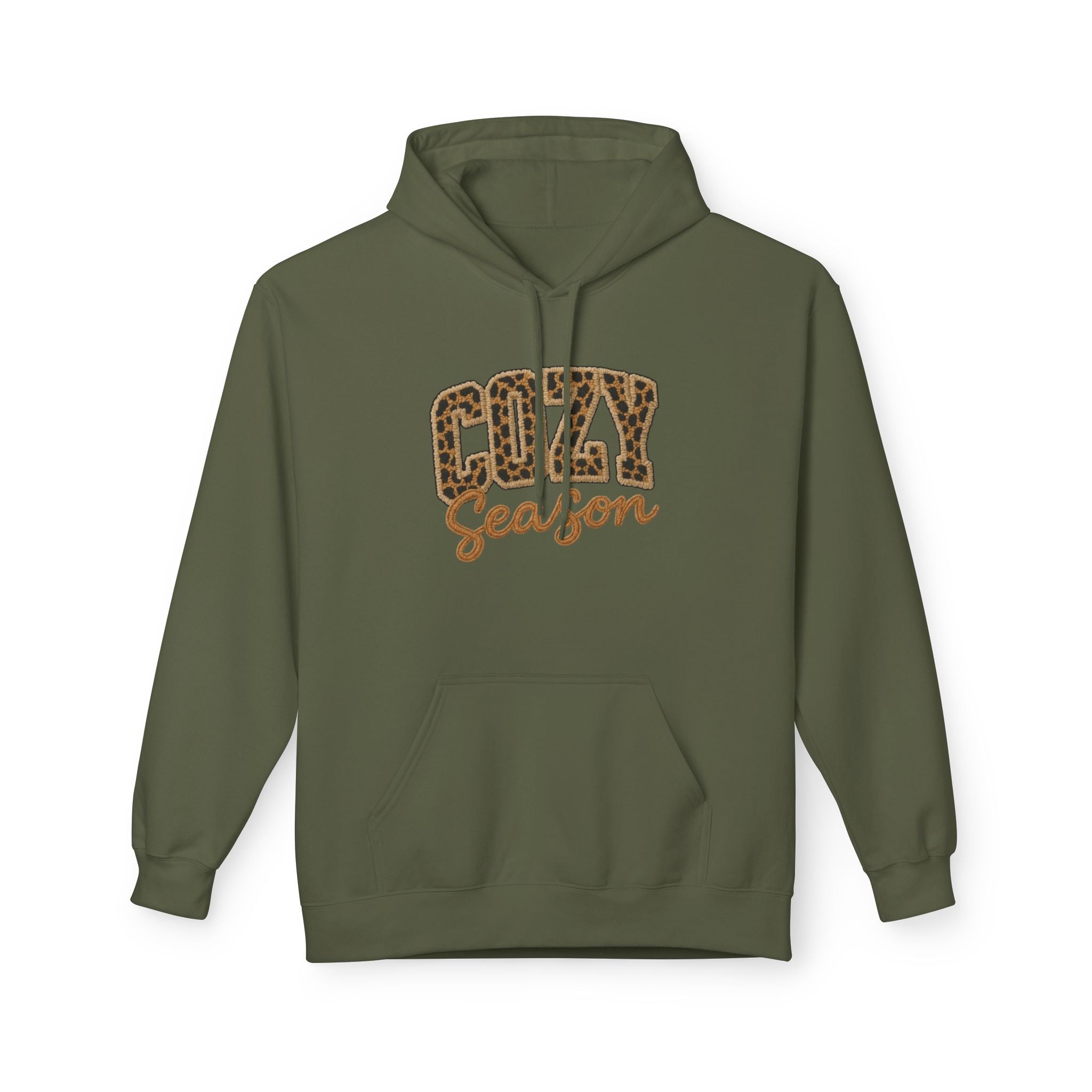 Cozy Season Leopard Hoodie — Fall Winter Graphic Pullover