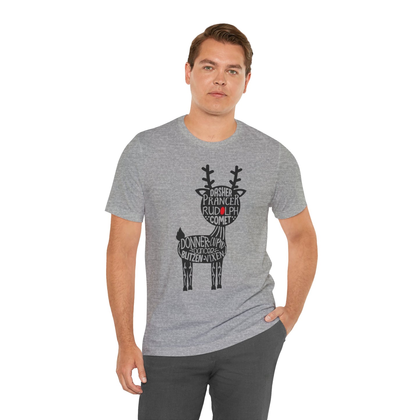 Christmas Reindeer Graphic Tee - Unisex Jersey Short Sleeve Shirt