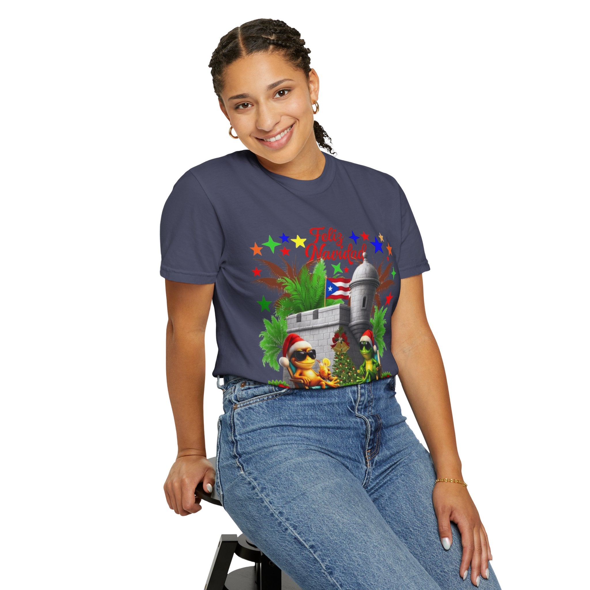 Feliz Navidad Puerto Rico T-Shirt  Castillo & Coquí Holiday Tee Puerto Rico Navidades