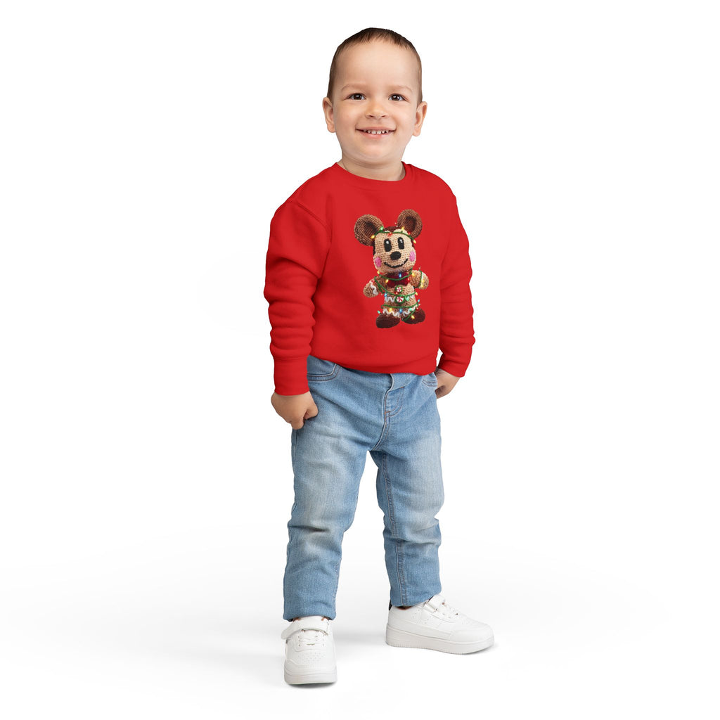 Holiday Plush Bear Toddler Sweatshirt  Festive Lights & Wreath Design