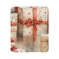 Holiday Gift Stack Fleece Sherpa Blanket — Cozy Christmas Presents Throw