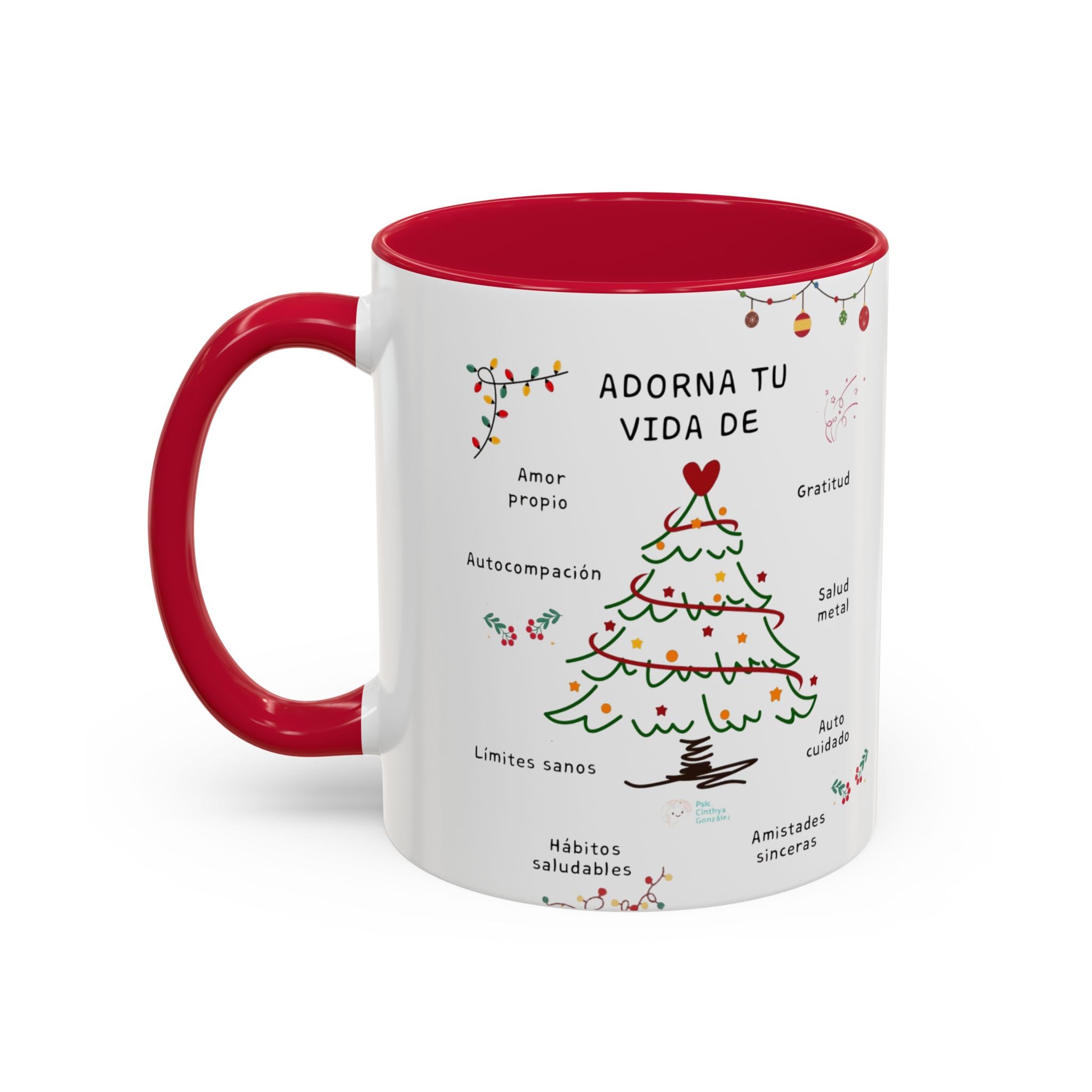Mug — 'Adorna Tu Vida' Christmas Tree Spanish Holiday Coffee Mug (11oz/15oz)