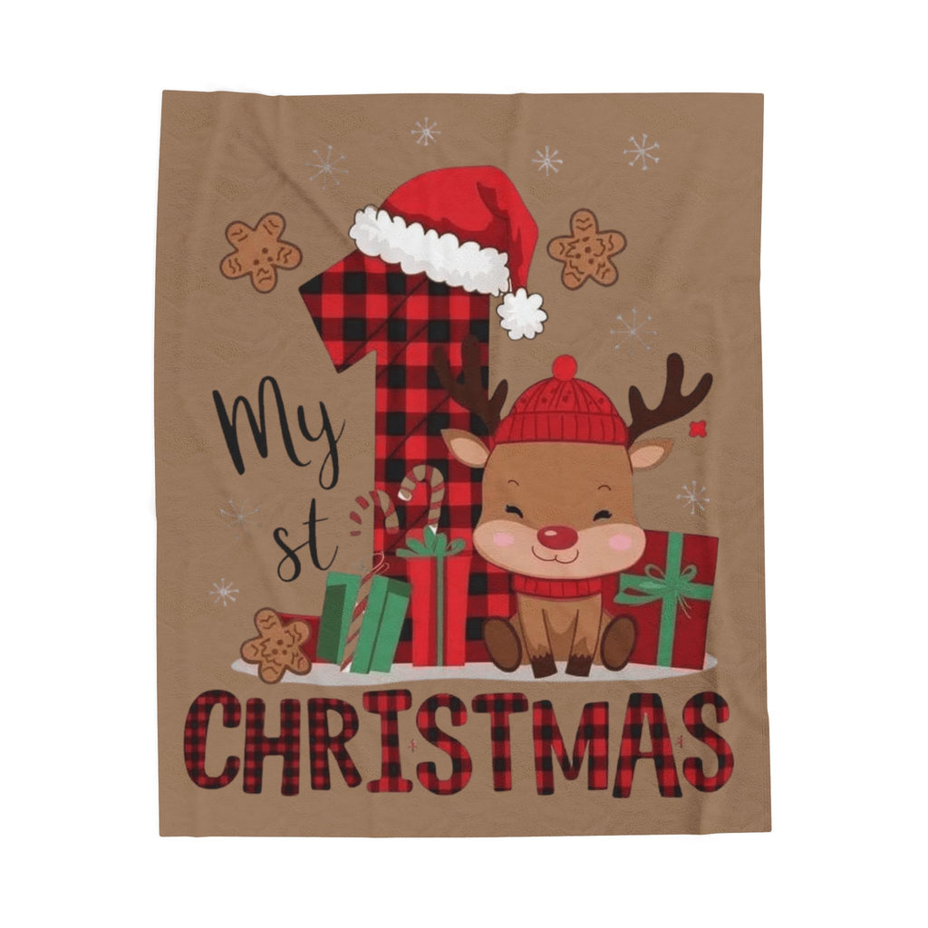 Santa’s Little Snuggle Blanket My 1st Christmas Reindeer Velveteen Plush Blanket