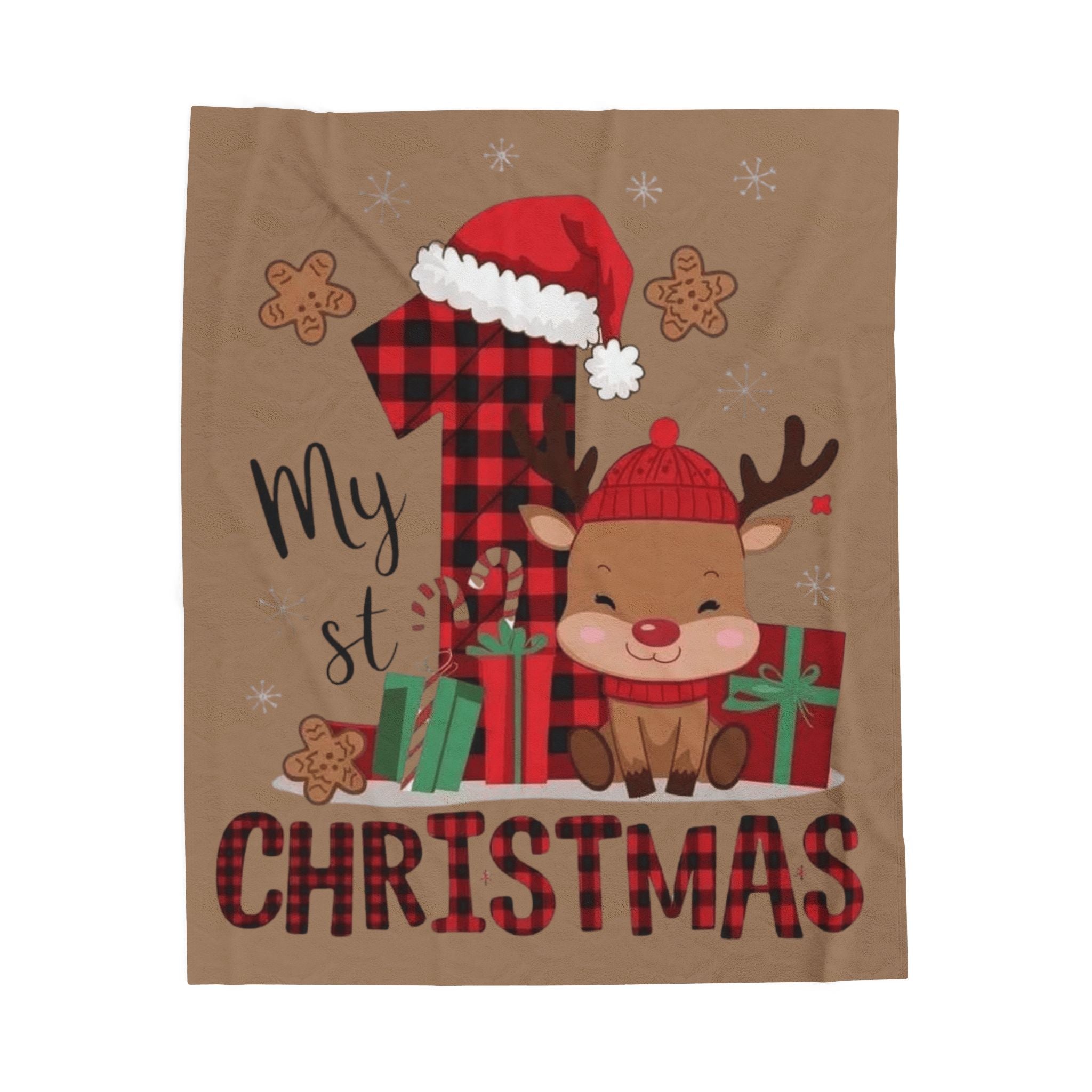 Santa’s Little Snuggle Blanket My 1st Christmas Reindeer Velveteen Plush Blanket