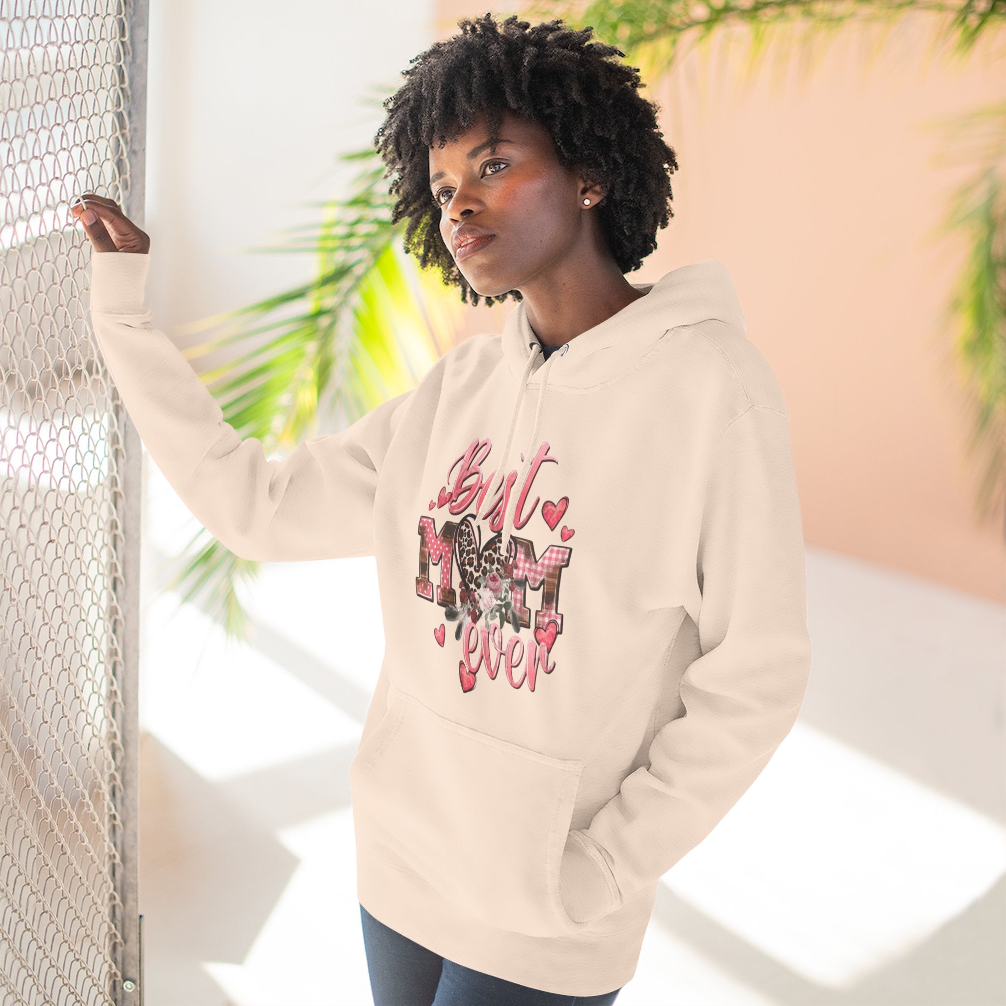 Best Mom Ever Hoodie  Leopard Heart Mother's Day Pullover