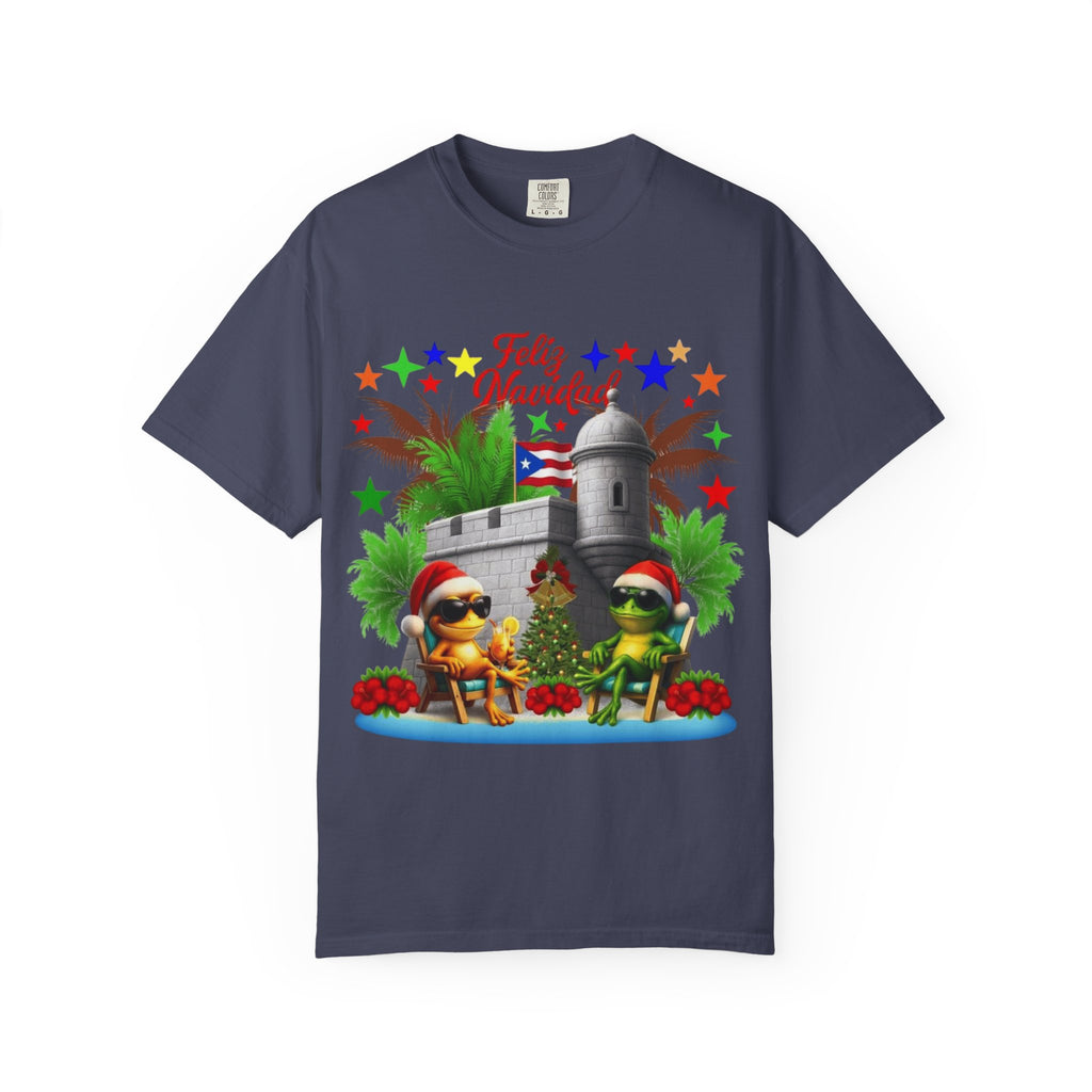 Feliz Navidad Puerto Rico T-Shirt  Castillo & Coquí Holiday Tee Puerto Rico Navidades