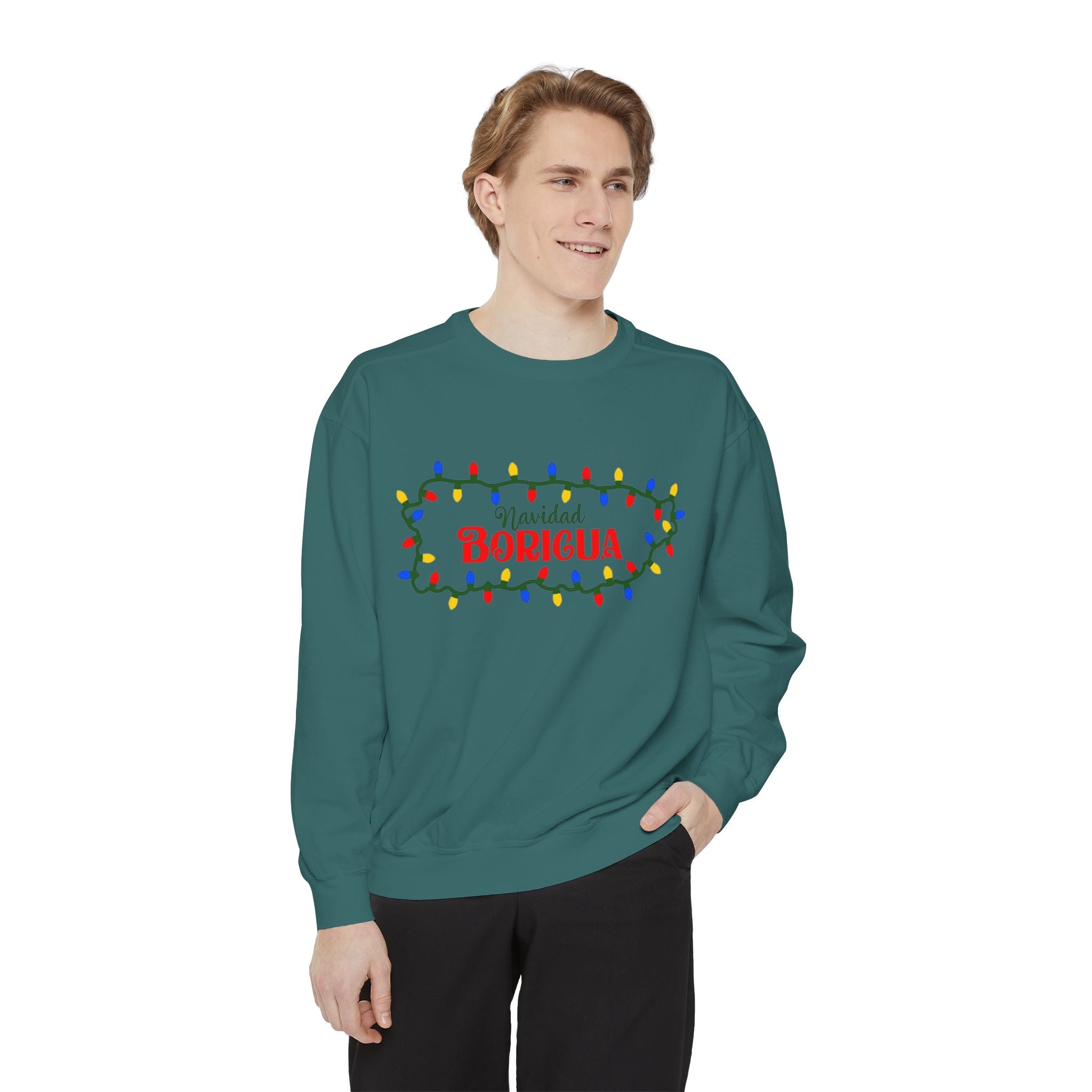Navidad Boricua Sweatshirt — Puerto Rican Holiday Sweater with Christmas Lights