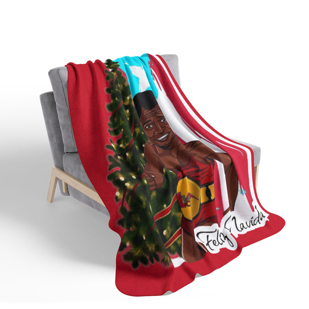 Carlitos Colon Feliz Navidad Puerto Rican Boxing Holiday Sherpa Blanket