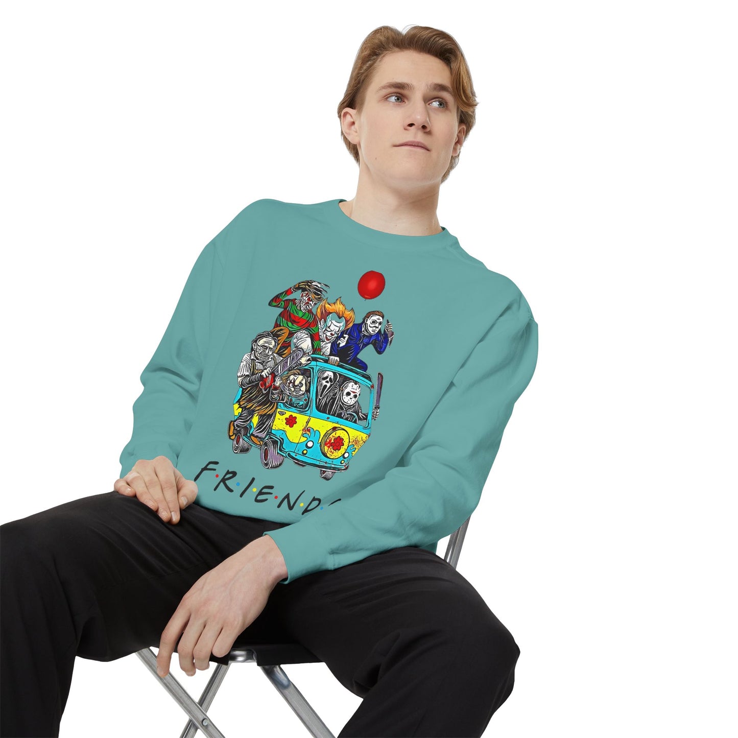 Friends-Inspired Unisex Garment-Dyed Sweatshirt, Cozy Casual Wear, Unique Graphic Sweatshirt, Perfect Gift, Everyday Style