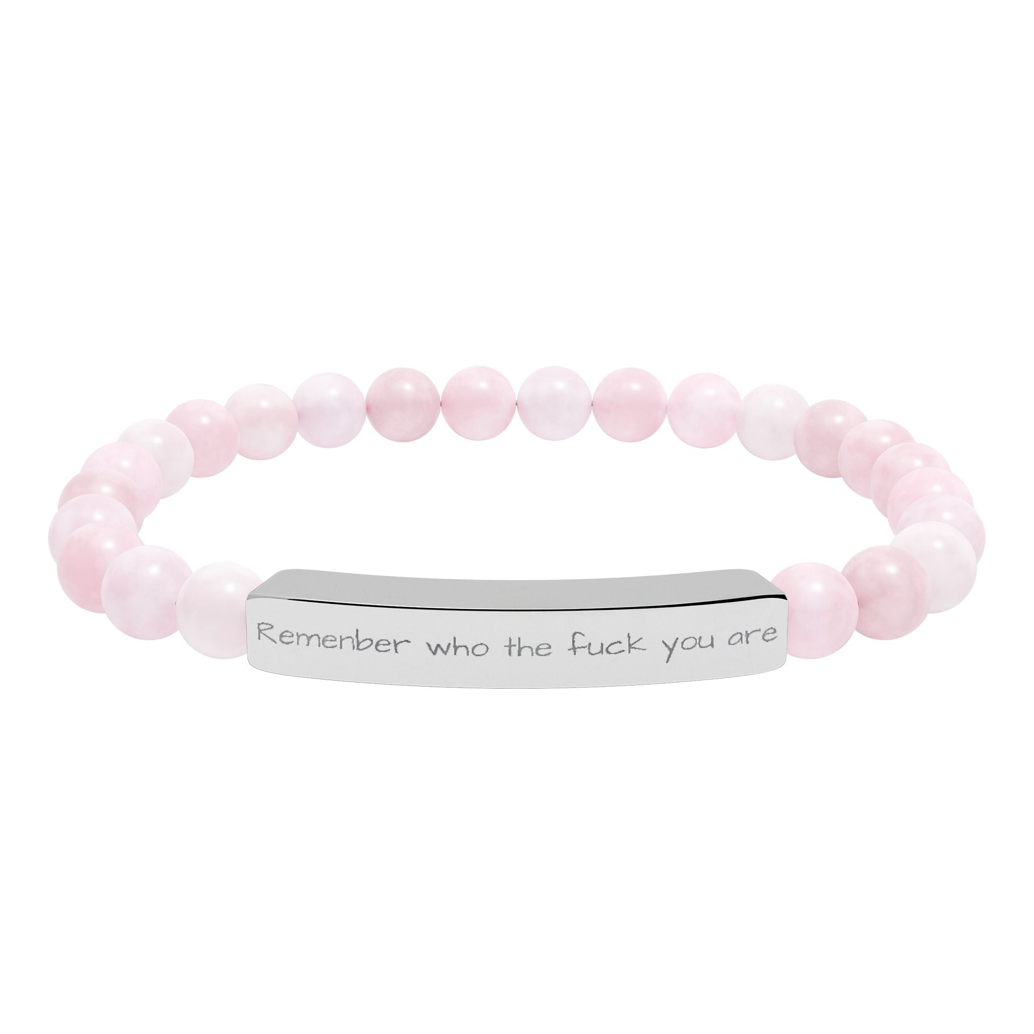 Remenber who you are Engraved Natural Stone Stretch Bracelet – Personalized Bar Bead Bracelet
