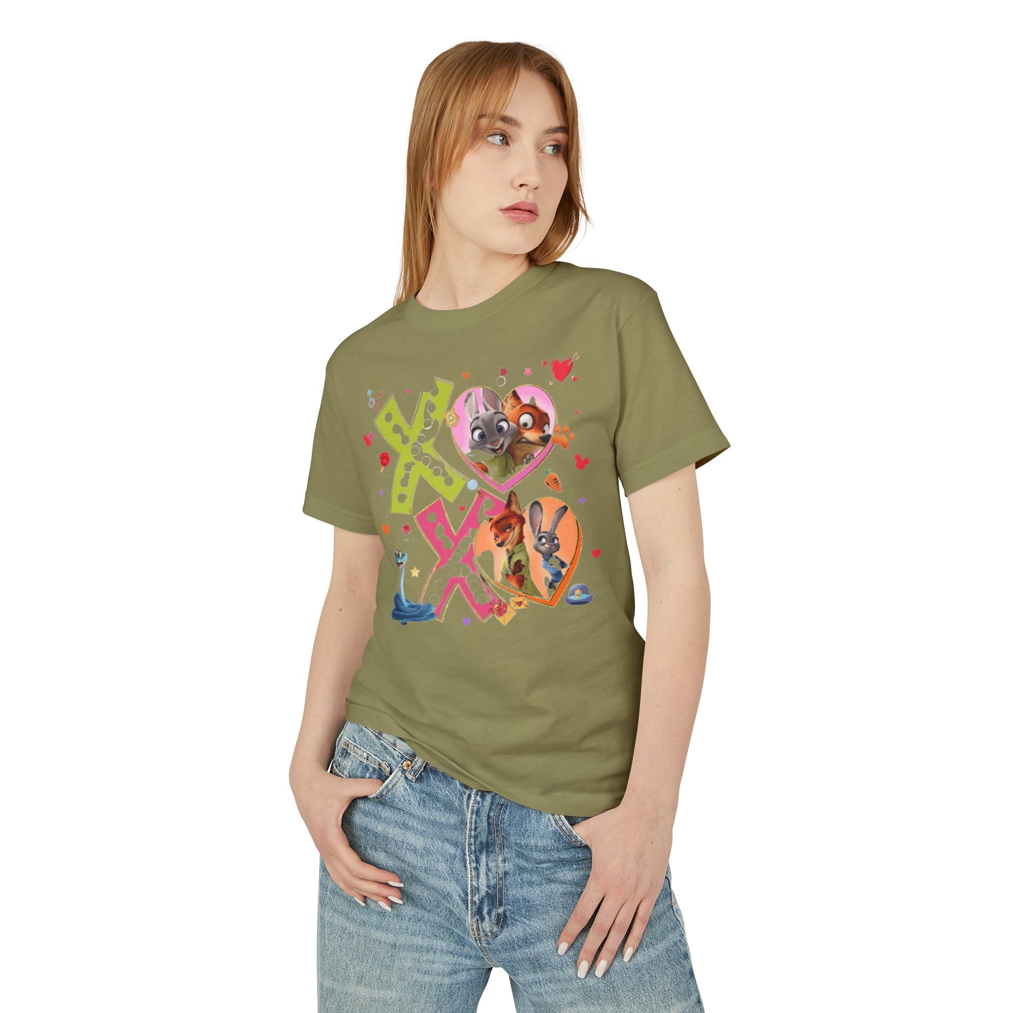 Valentine Cartoon Pets Tee  Cute Hearts & XOXO Graphic T-Shirt