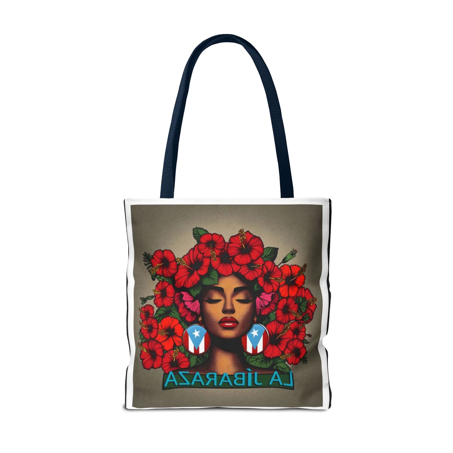 La Jíbara Tote Bag — Puerto Rican Floral Portrait Canvas Tote Puerto Rico Christmas Tote