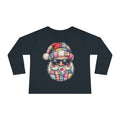 Toddler Long Sleeve Tee  Cool Santa with Patchwork Hat & Bubblegum Graphic