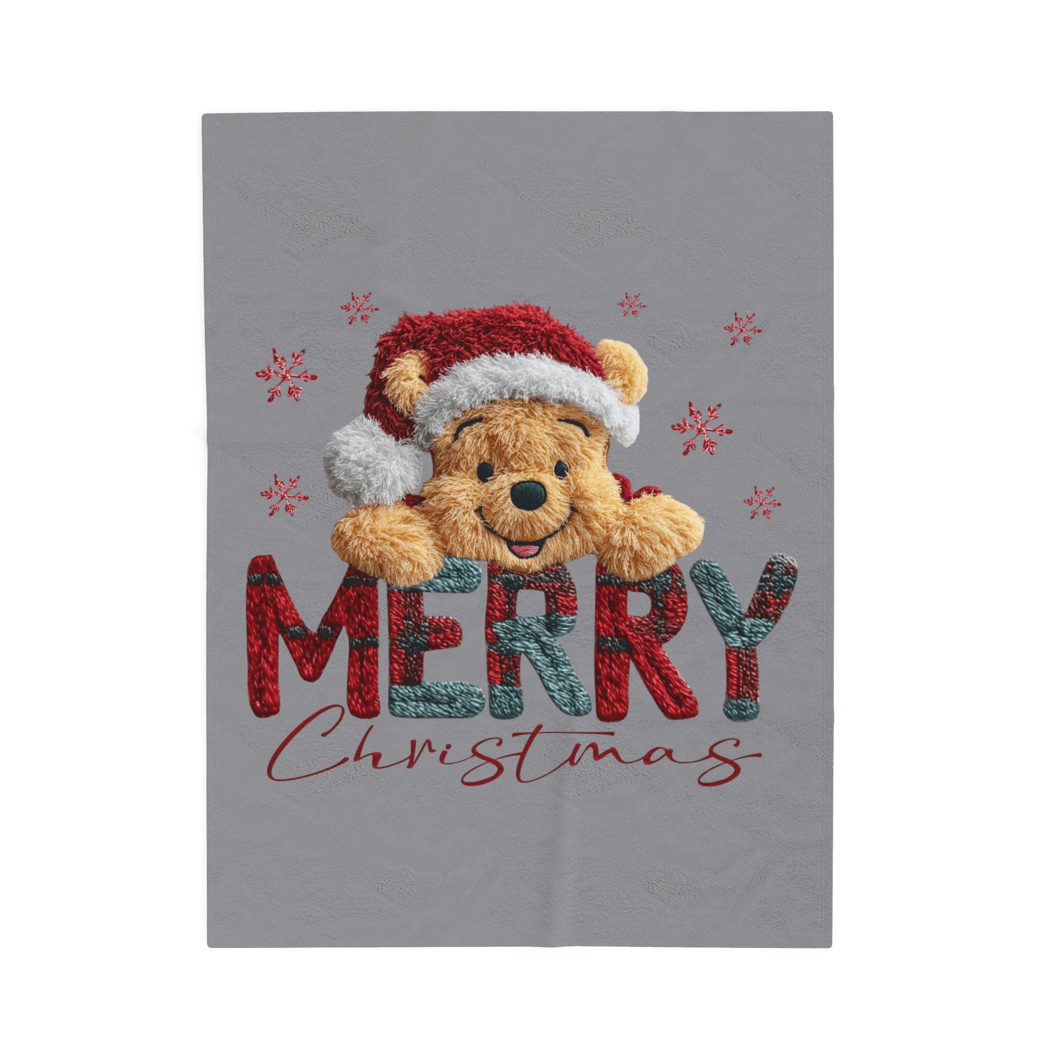 Magical Christmas Cartoon Blanket Merry Christmas Teddy Plush Blanket Soft Velveteen Holiday Throw