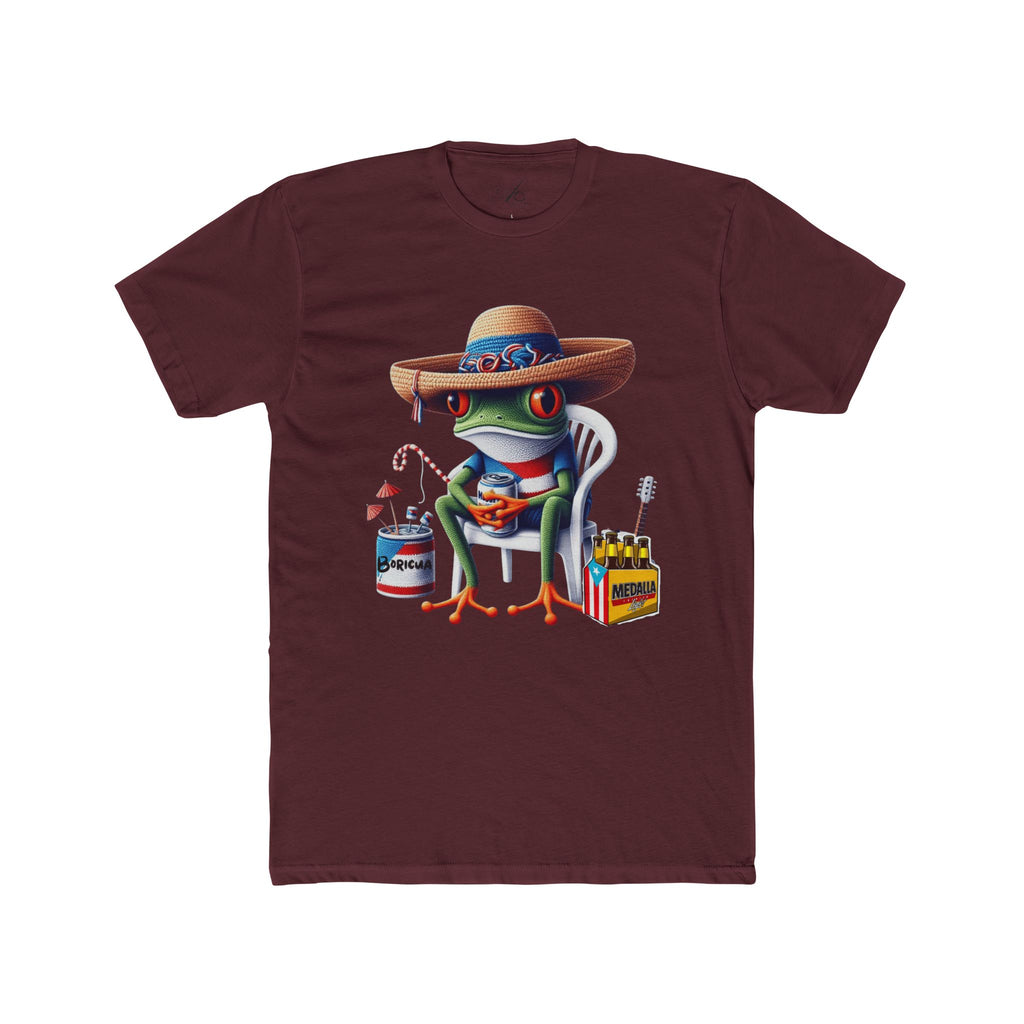 Puerto Rico’s Navidades Coqui Frog Fishing Tee  Cute Cartoon Frog Angler Graphic T‑Shirt