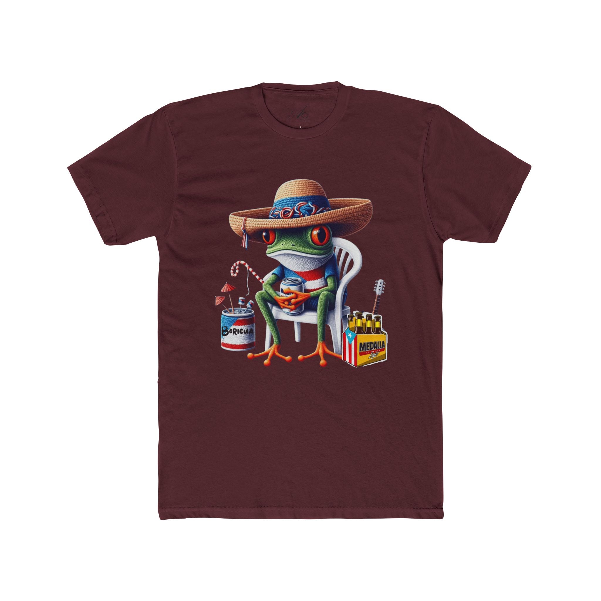 Puerto Rico’s Navidades Coqui Frog Fishing Tee  Cute Cartoon Frog Angler Graphic T‑Shirt