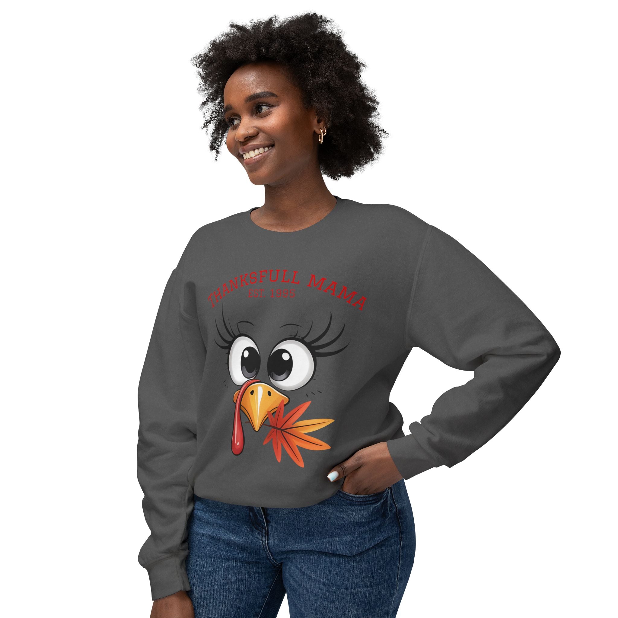 Thanksgiving Mama Sweatshirt  Cute Turkey Face "Thanksgfull Mama" Fall Pullover Fall T-Shirts and Sweatshirts Collection
