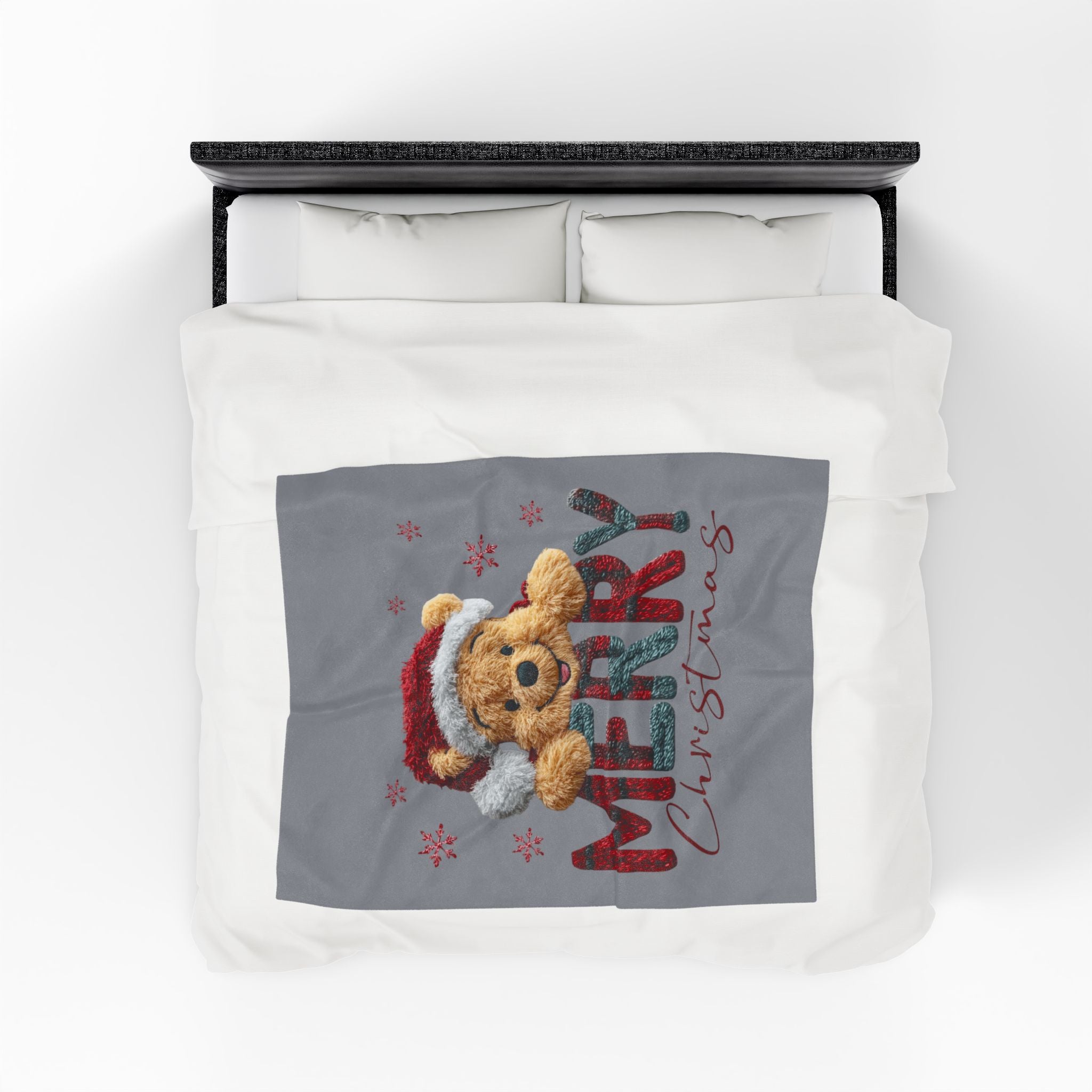 Magical Christmas Cartoon Blanket Merry Christmas Teddy Plush Blanket Soft Velveteen Holiday Throw