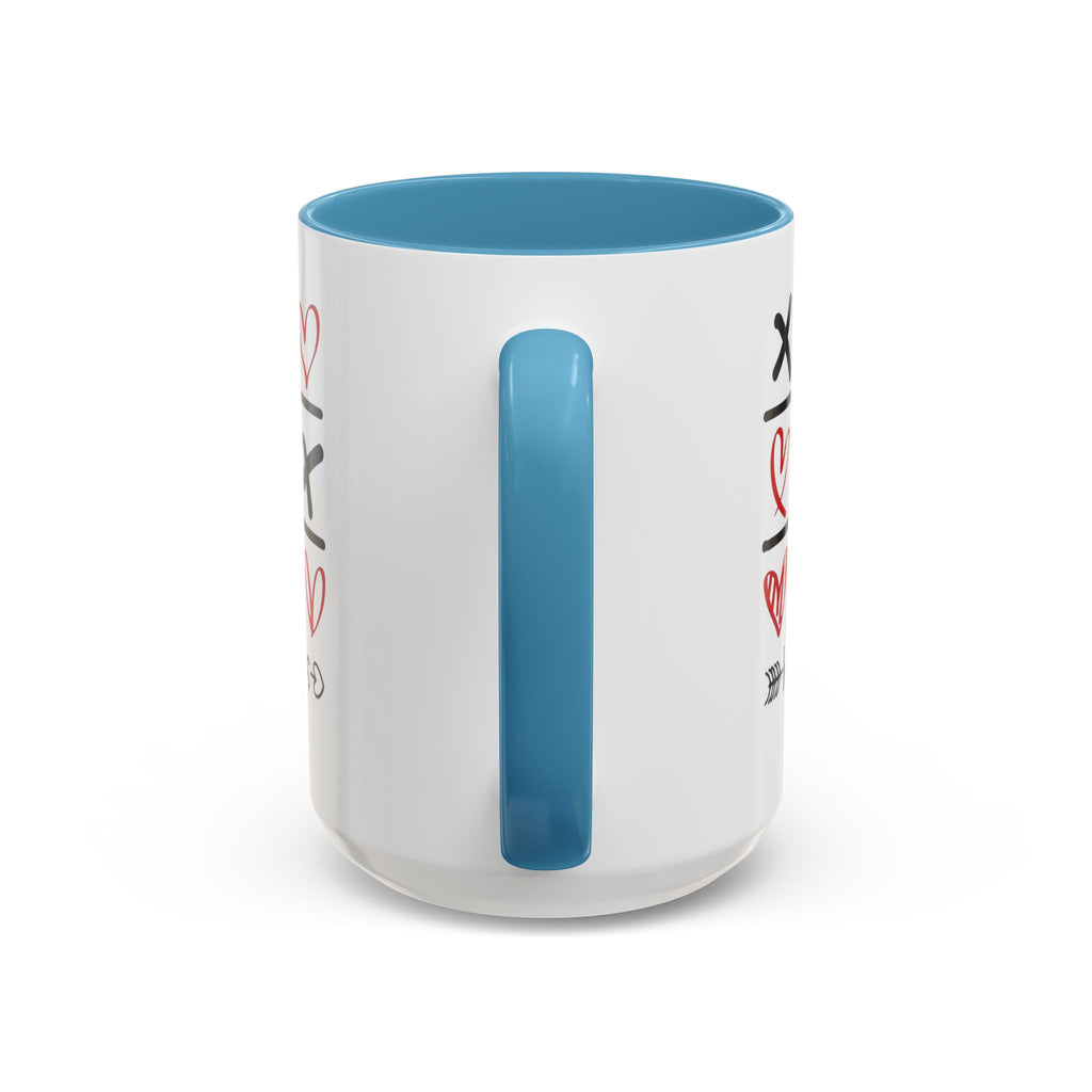Love Wins Tic-Tac-Toe Heart Accent Coffee Mug — Romantic Valentine 11/15oz