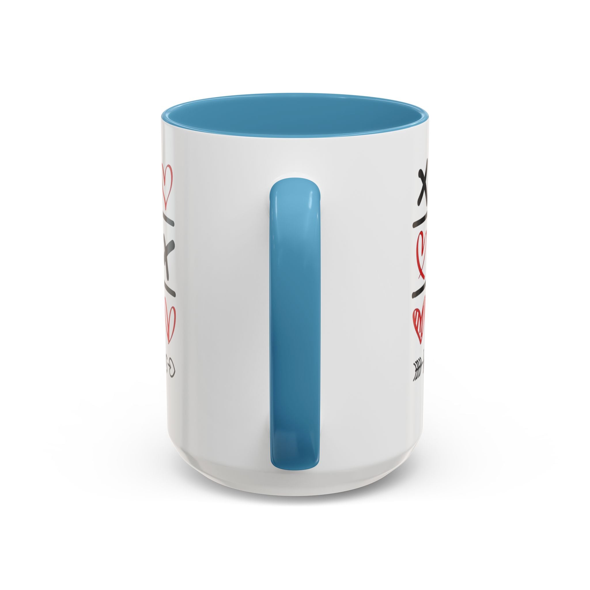 Love Wins Tic-Tac-Toe Heart Accent Coffee Mug — Romantic Valentine 11/15oz