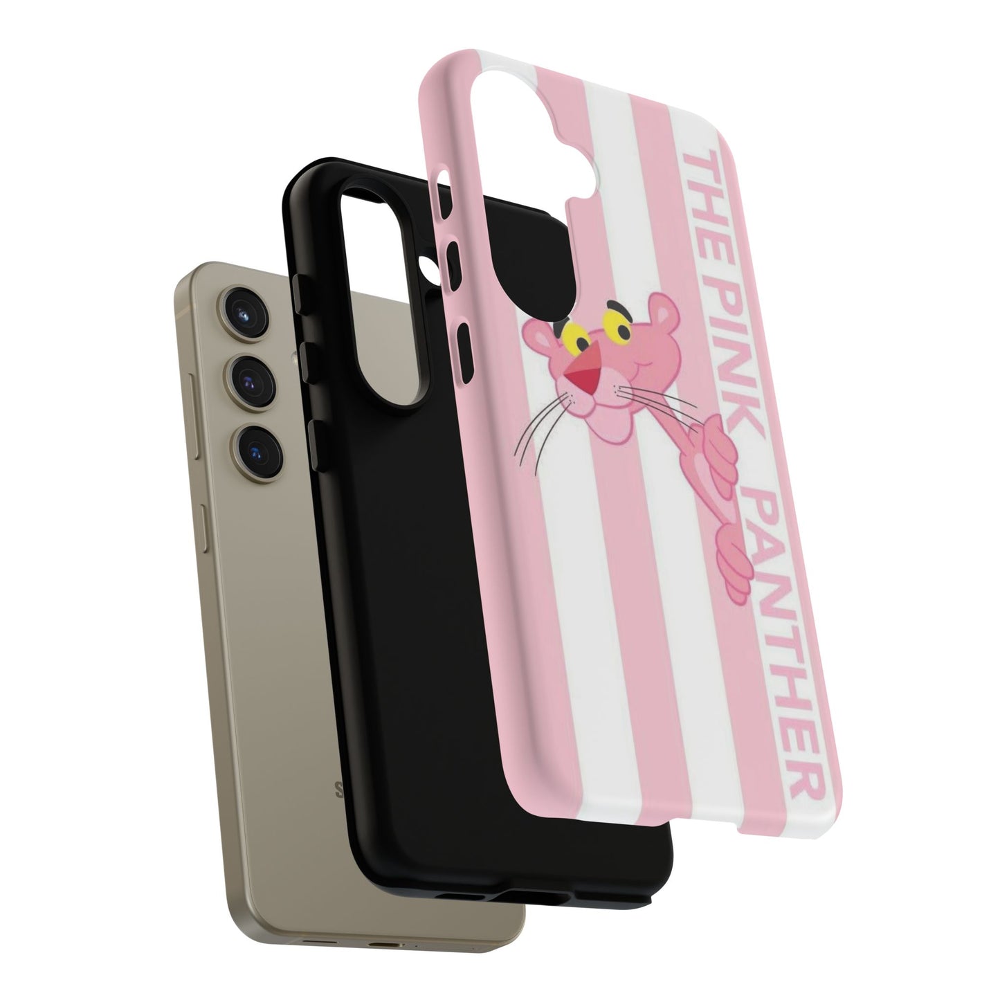 Pink Panther Tough Case Retro Striped Phone Case with "The Pink Panther" Design
