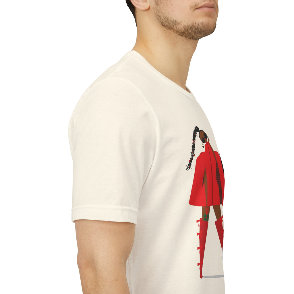 December Fashion Tee  Red Coat Model Graphic Shirt