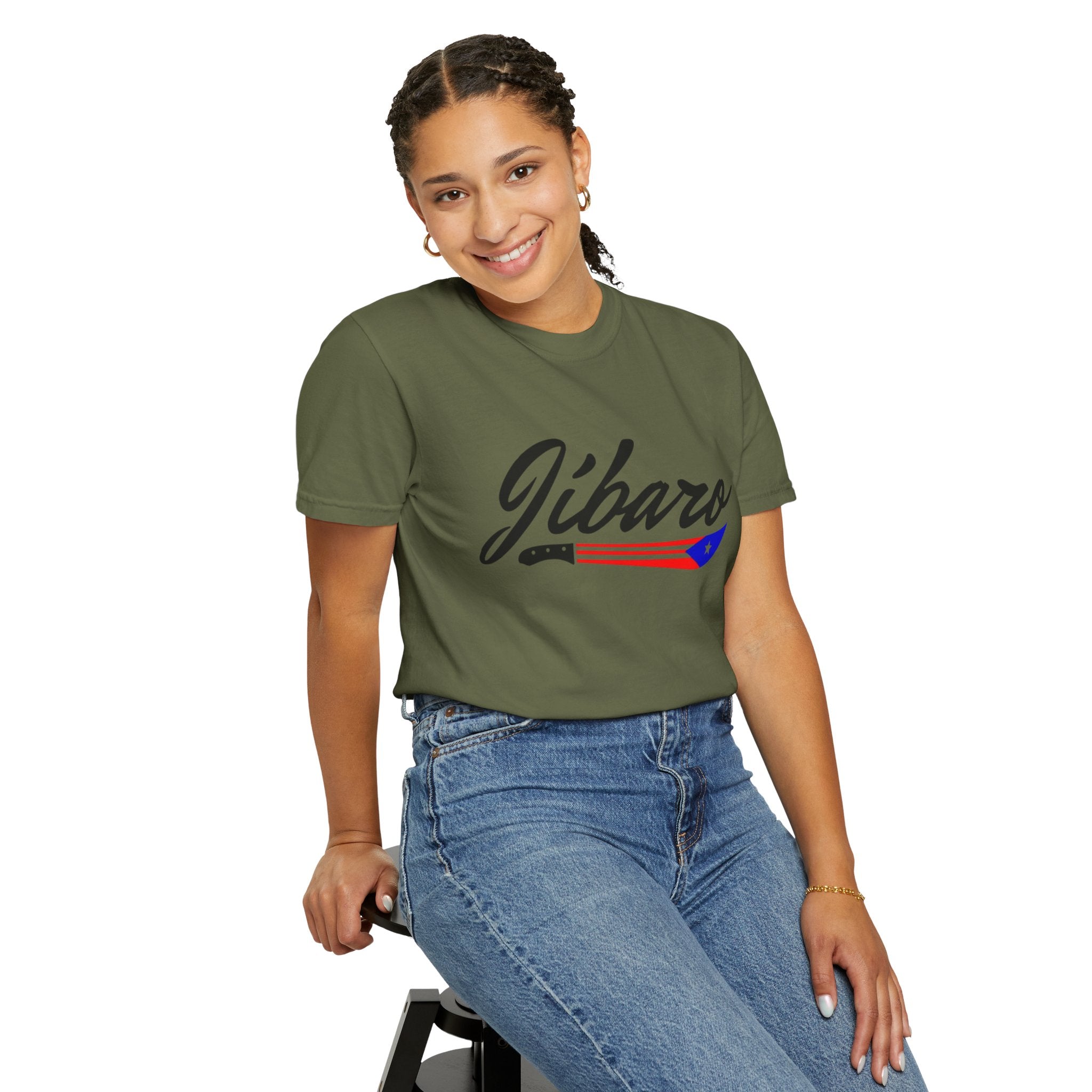 T-Shirt  "Jíbaro" Puerto Rican Heritage Tee (Back Machete  Sombrero de Paja Design) Puerto Rico’s Navidades