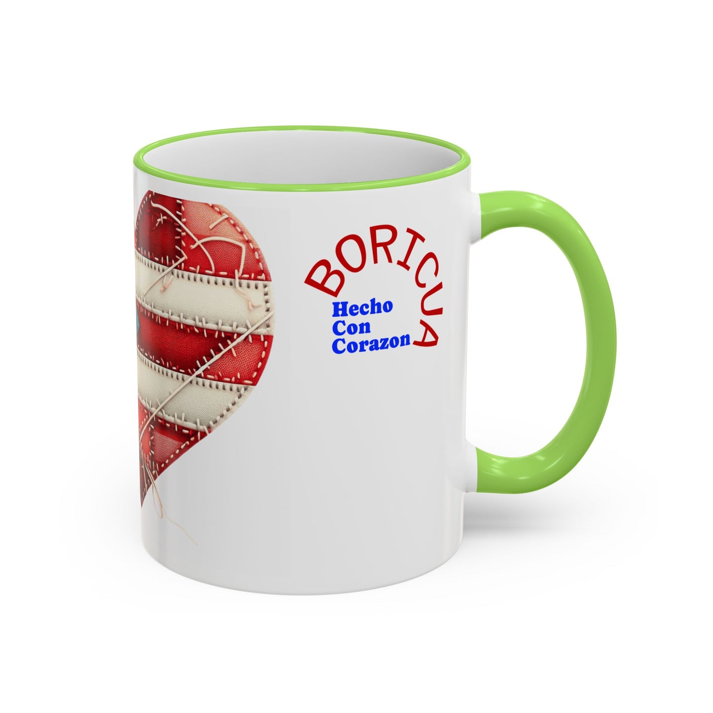 Puerto Rico Flag Heart Accent Rim Mug — Patriotic Coffee Cup (11oz/15oz)