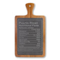 Puerto Rican Nutritional Facts Engraved Charcuterie Board