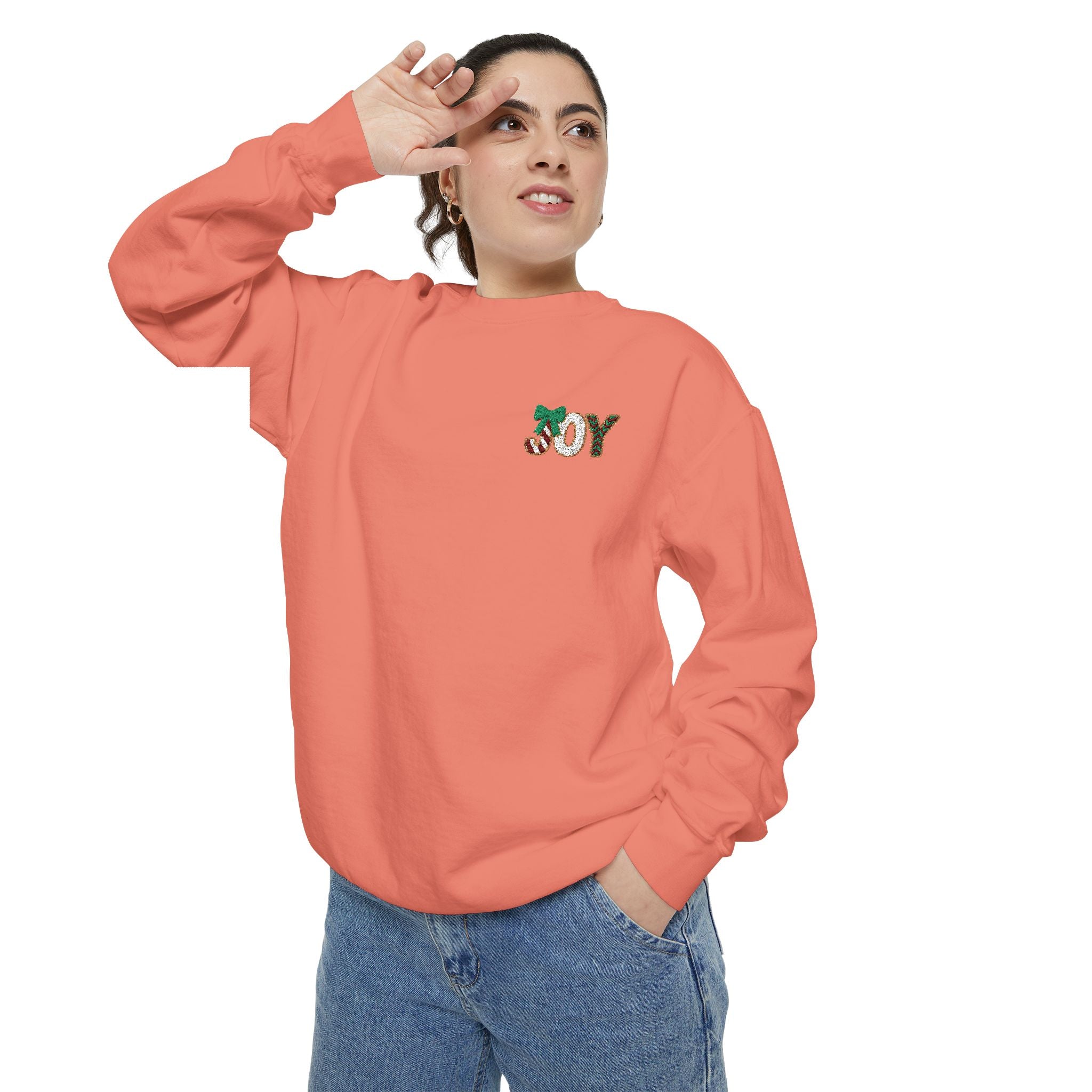 JOY Floral Crewneck Sweatshirt — Holiday Botanical Graphic Christmas T-Shirt & Sweater
