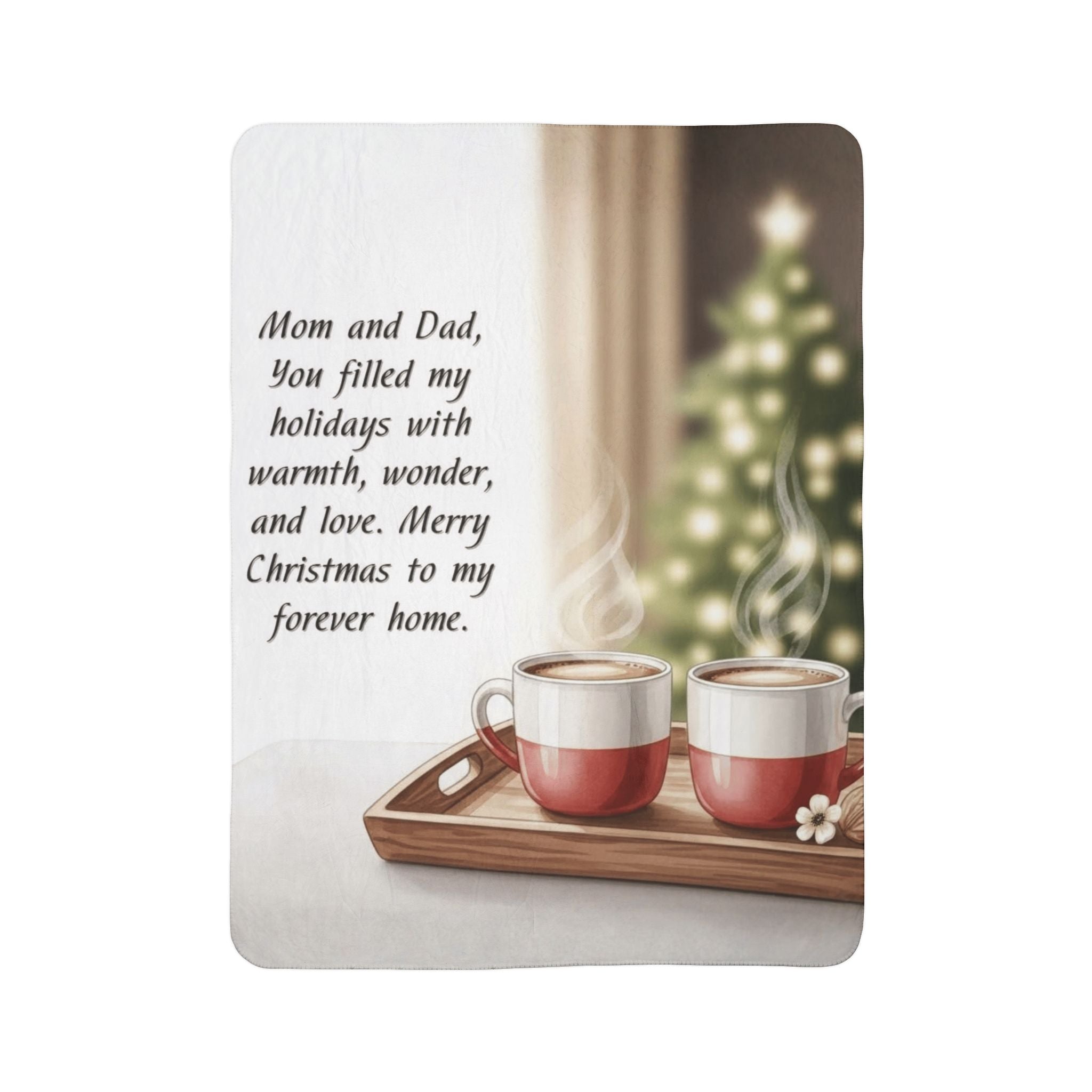 Christmas Sherpa Blanket Mom and Dad, You filled my holidays with warmth, wonder, and love" Cozy Family Holiday Throw Holiday Christmas Blanket,