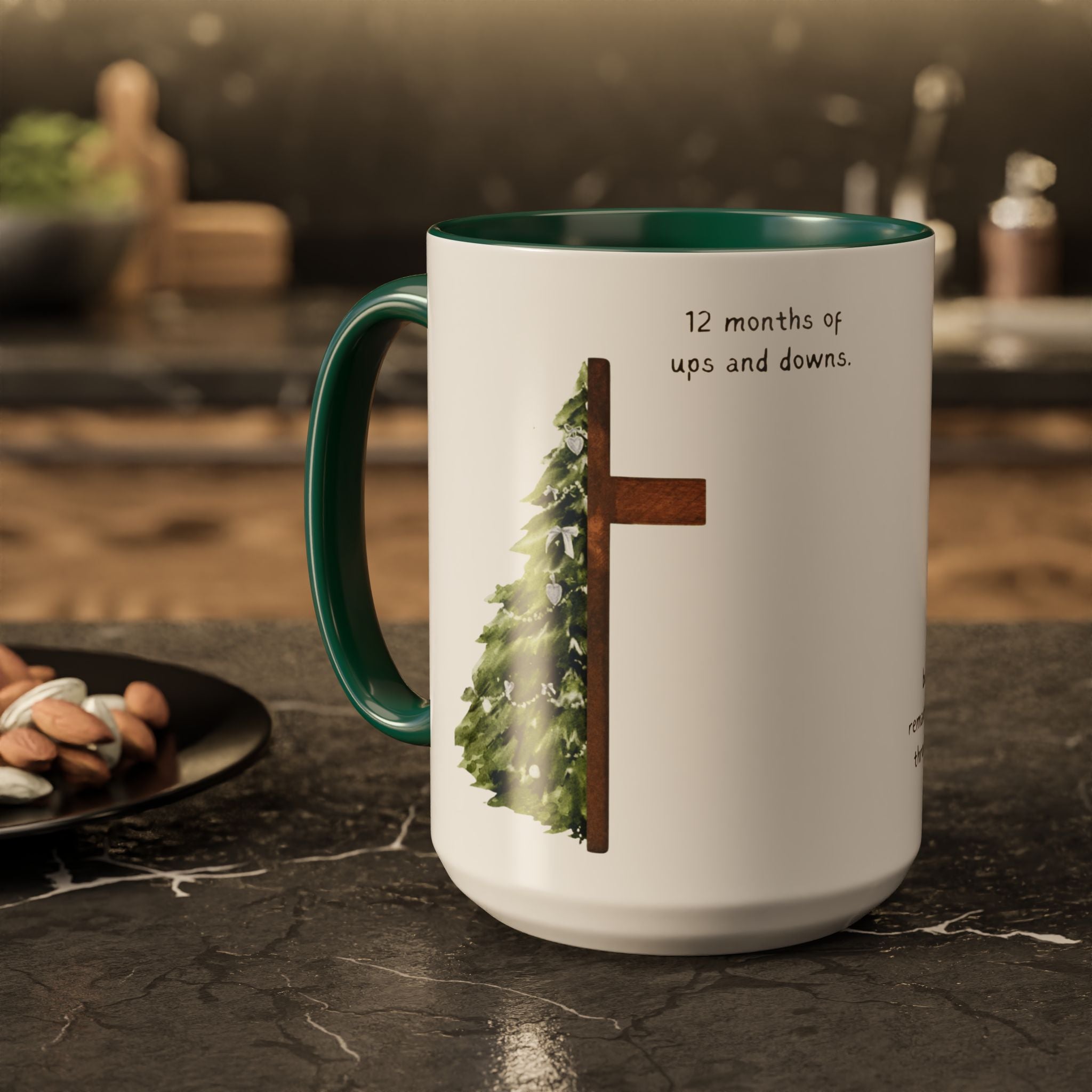 Christian Cross & Pine Tree Mug — Faith Reminder Coffee Cup (11oz/15oz)