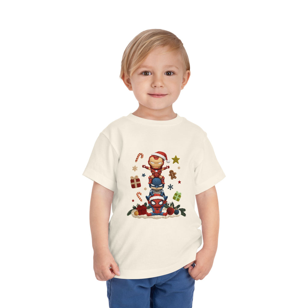Toddler Tee  Cute Stacked Superhero Christmas Pile christmas kids collection