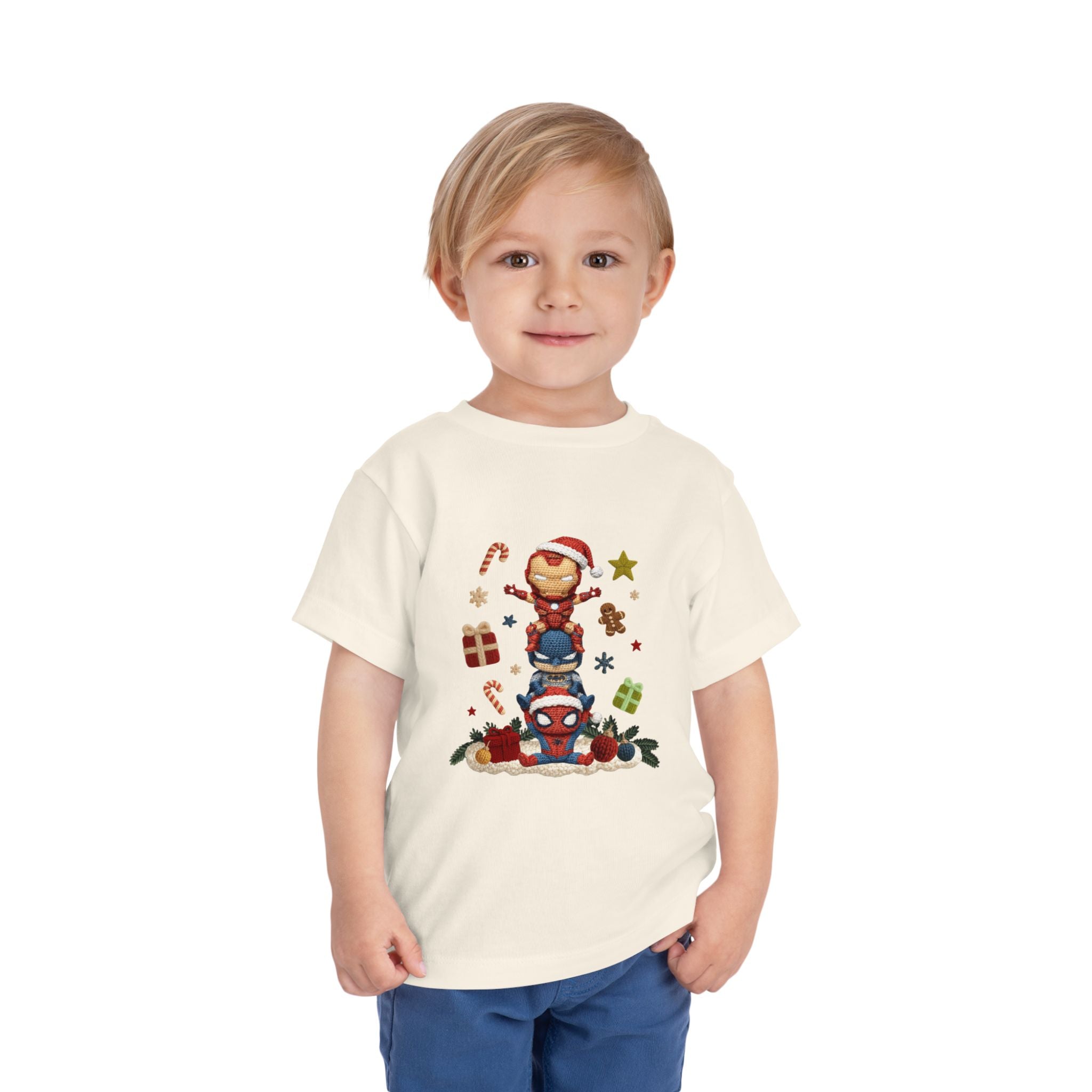 Toddler Tee  Cute Stacked Superhero Christmas Pile christmas kids collection