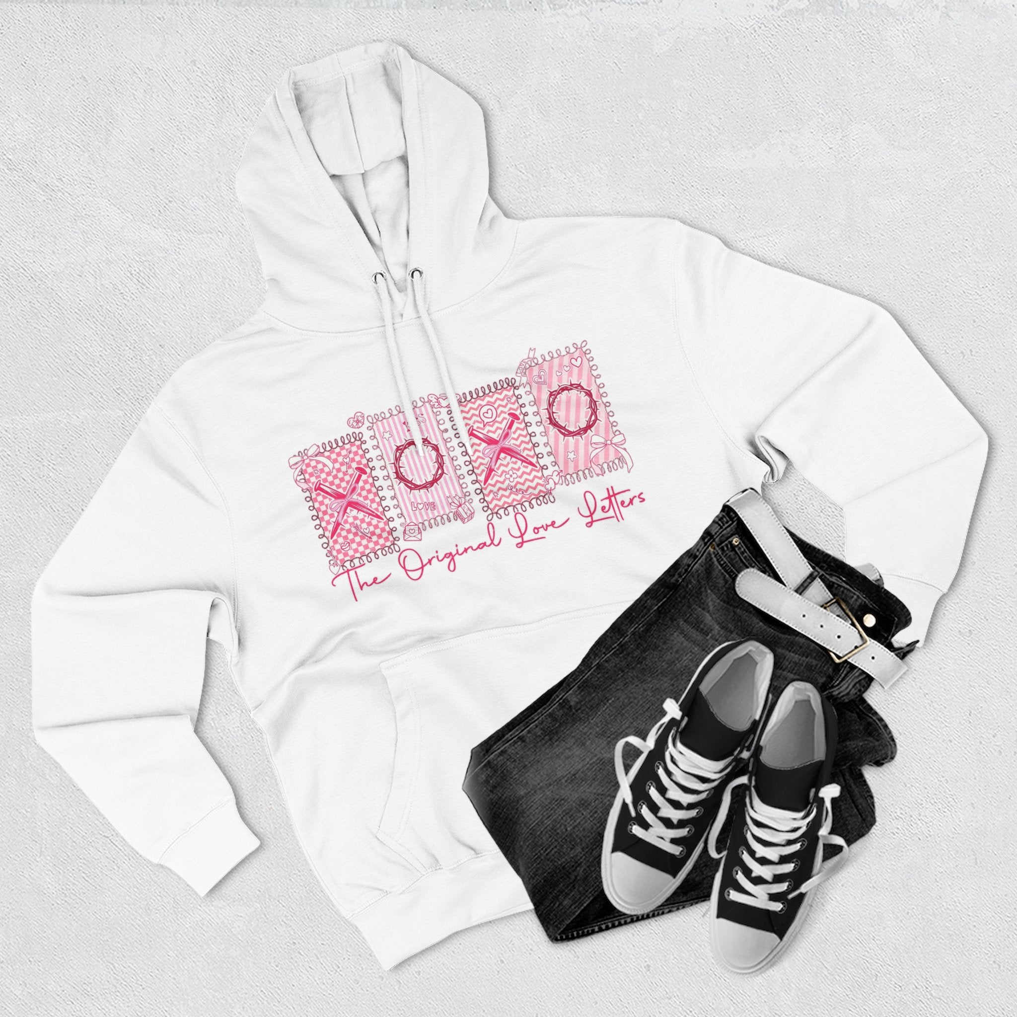 Hoodie  Pink XOXO Three Panel Love Letters Fleece Hoodie