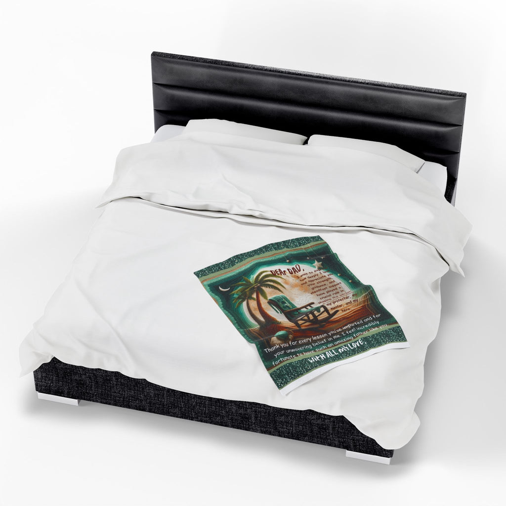 Dear Dad Velveteen Plush Blanket  Sentimental Father’s Day Gift with Rocking Chair Poem