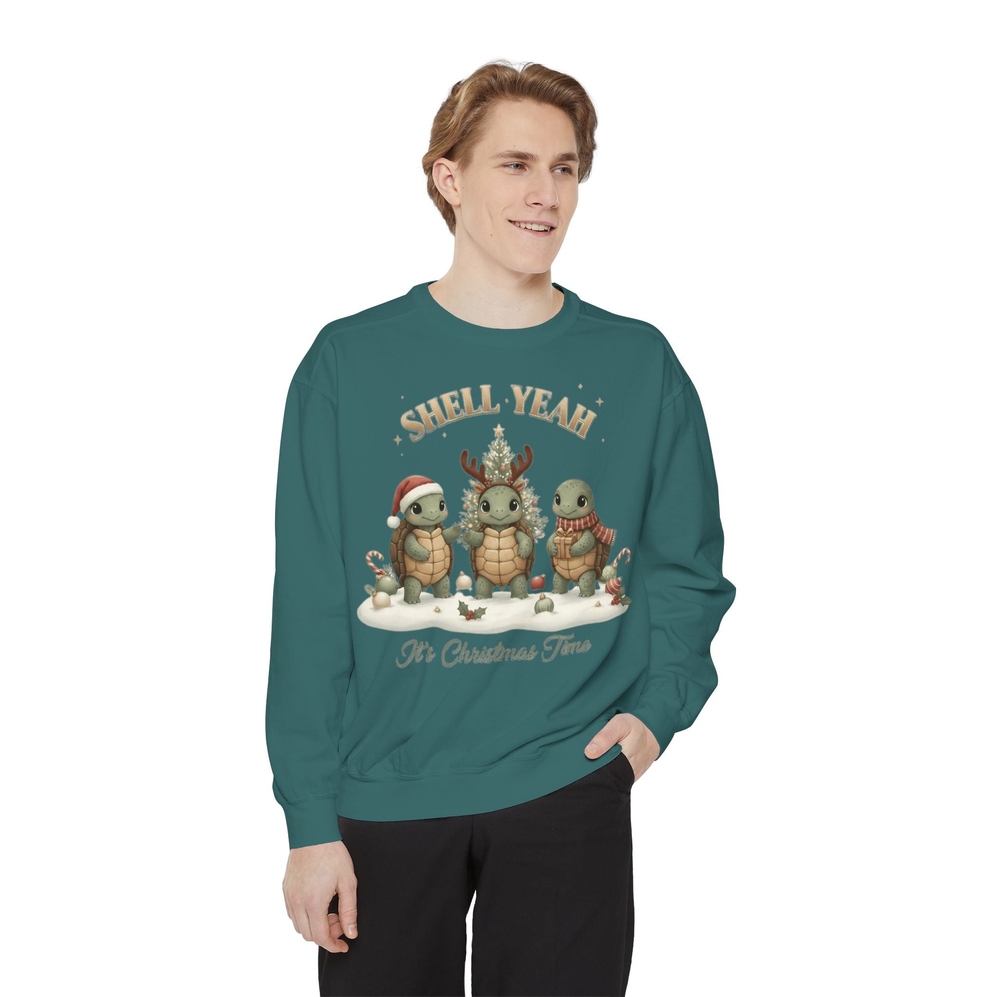 Christmas Turtle Sweatshirt  "Shell Yeah, It’s Christmas Time" Holiday Pullover