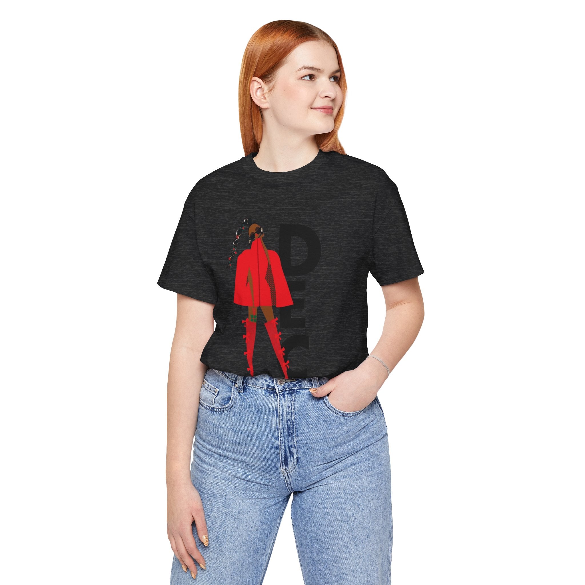 December Fashion Tee  Red Coat Model Graphic Shirt