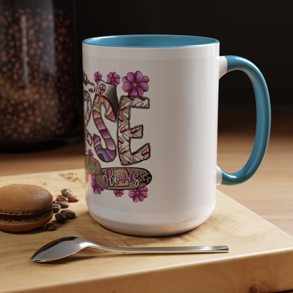 Nurse Love Coffee Mug  Cute Floral Medical Stethoscope & Syringe Design (11/15oz) Medical Christmas Mug
