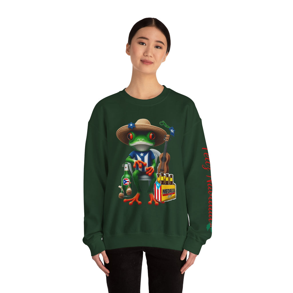 Frog Coqui Crewneck Sweatshirt – Coquito y Medalla Puerto Rican Vibes