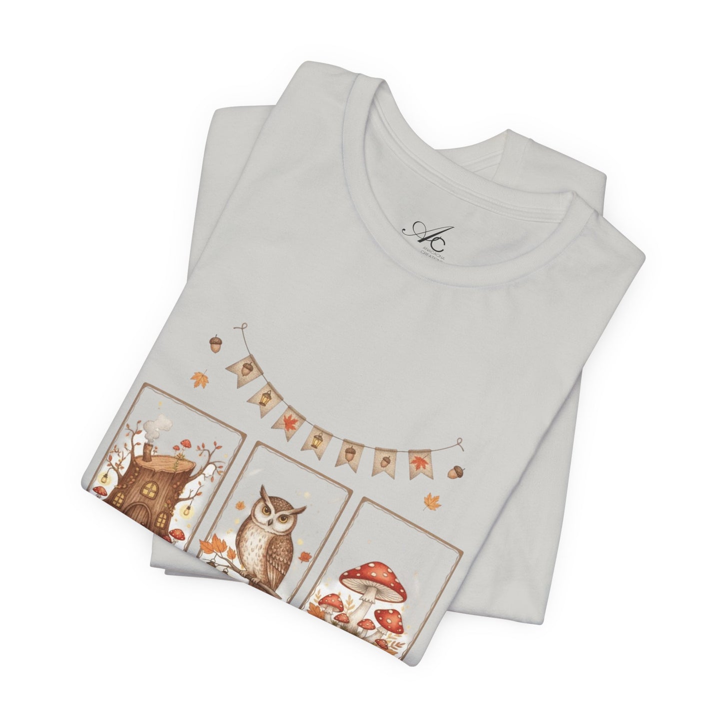 Enchanted Forest Fall Tee, Cute Owl Shirt, Autumn Graphic Tee, Nature Lover Gift, Cozy Fall Apparel, Wildlife T-Shirt, Unisex Fall Top