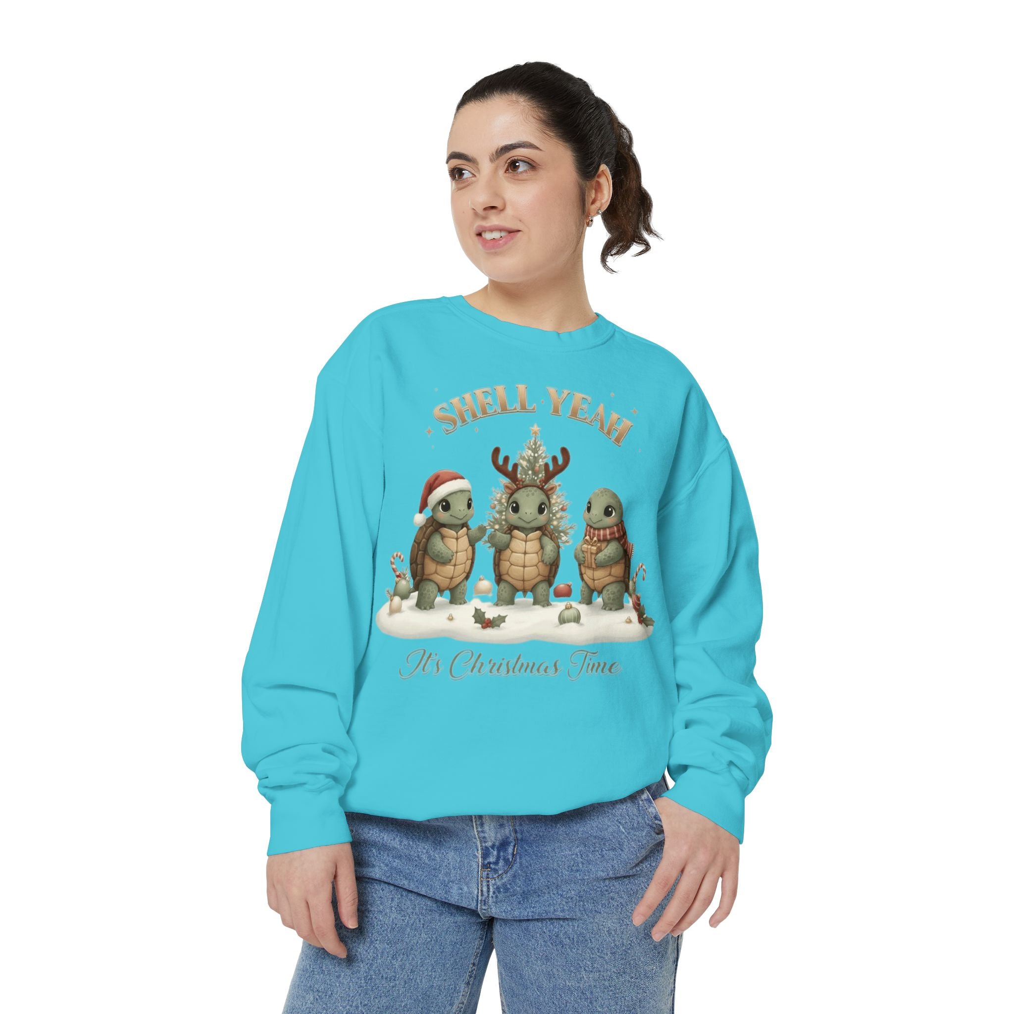 Christmas Turtle Sweatshirt  "Shell Yeah, It’s Christmas Time" Holiday Pullover