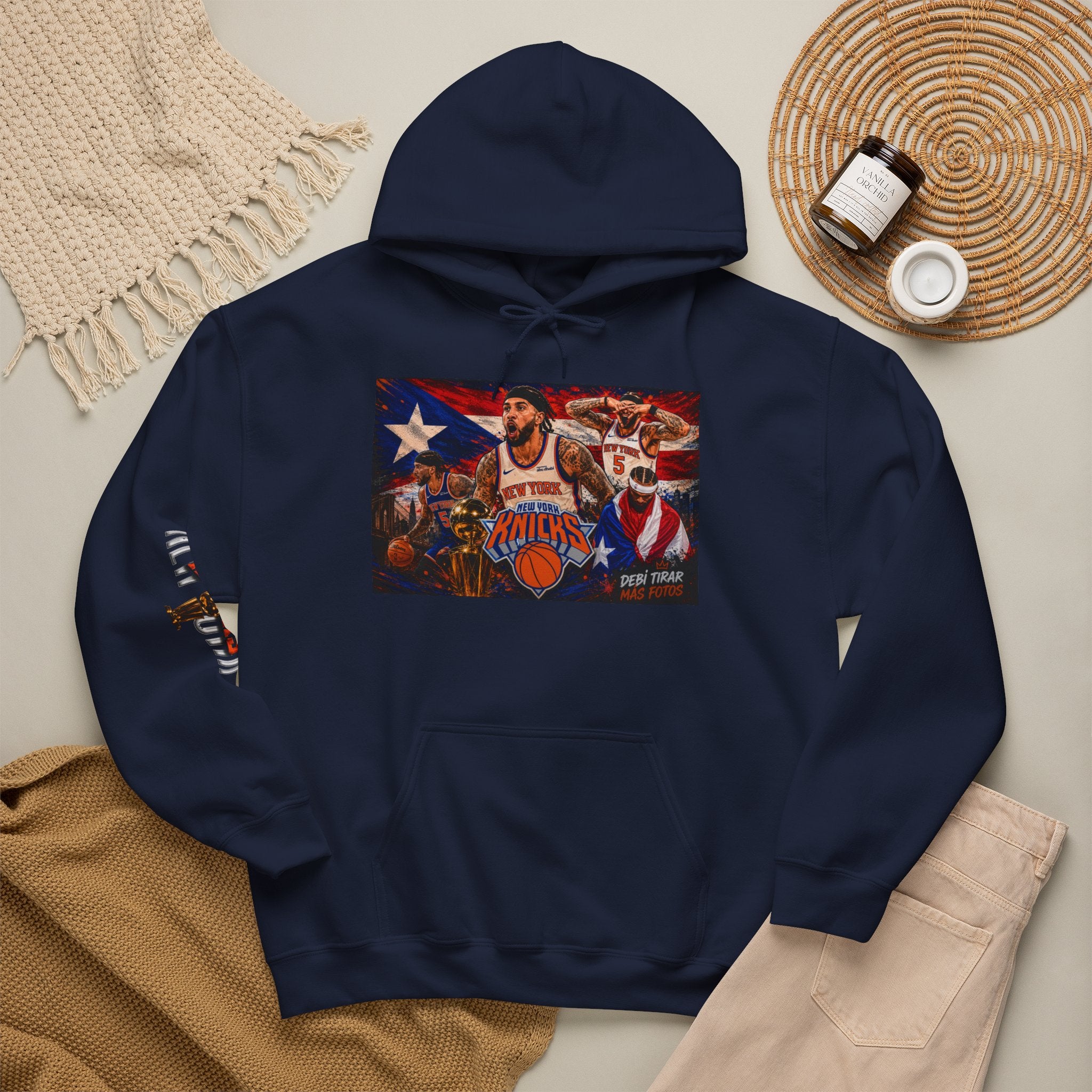 NY-K Retro Player Collage Hoodie — Basketball Fan Sweatshirt