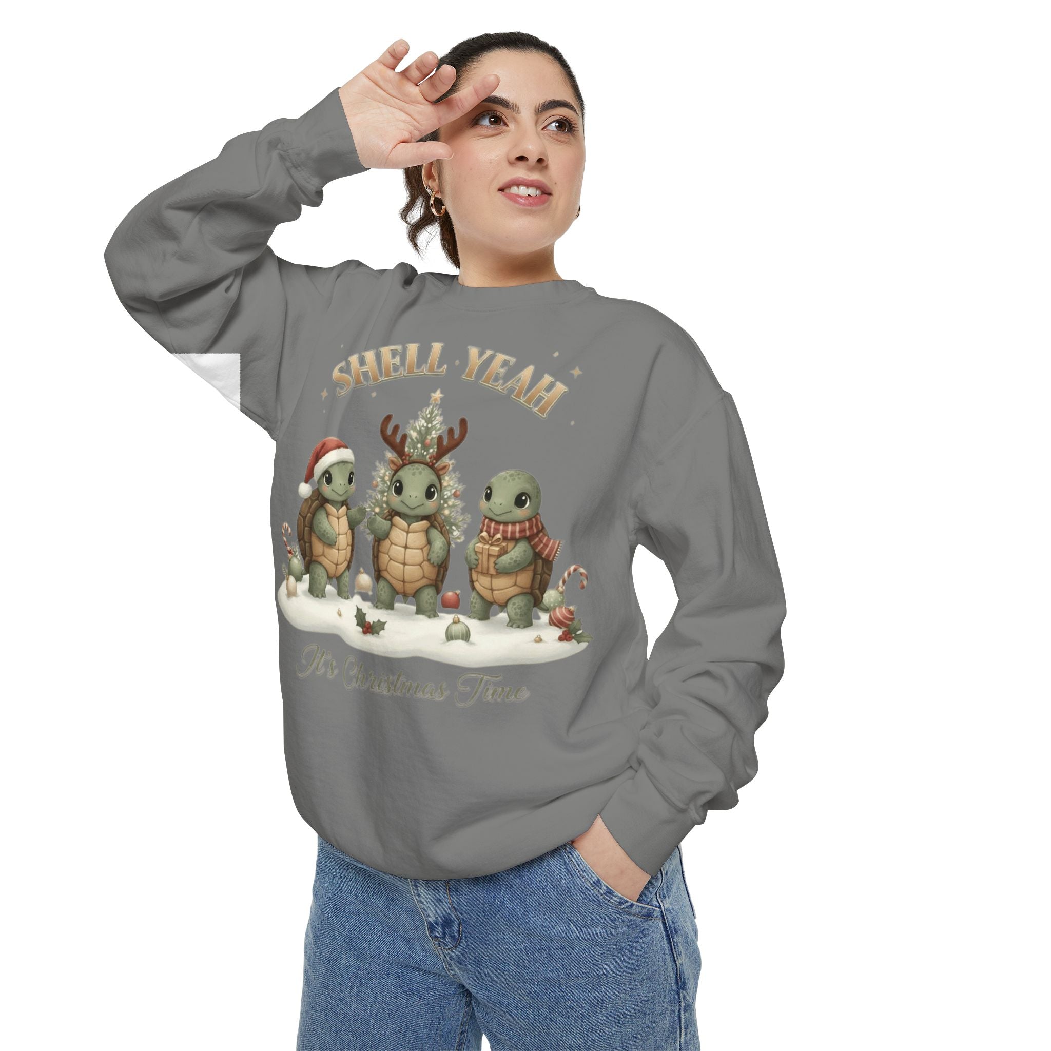 Christmas Turtle Sweatshirt  "Shell Yeah, It’s Christmas Time" Holiday Pullover