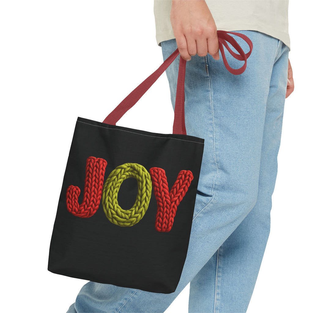 Christmas Tote Bag  Festive Holiday DesigJoy Knit Tote Bag  Colorful 'JOY' Yarn Design, Cozy Holiday Gift Tote